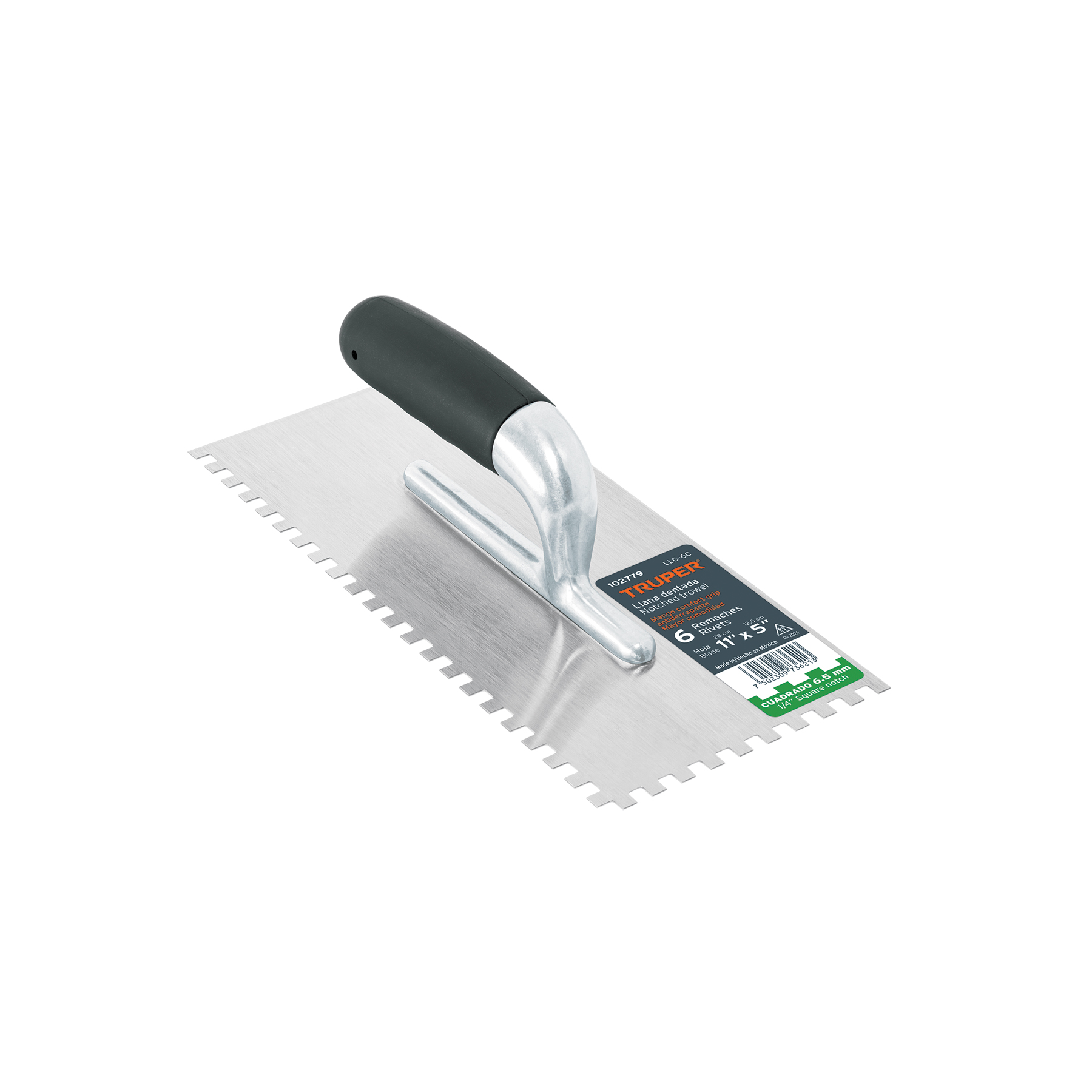 Llana 11' dentado cuadrado 1/4', 6 remaches, mgo comfort