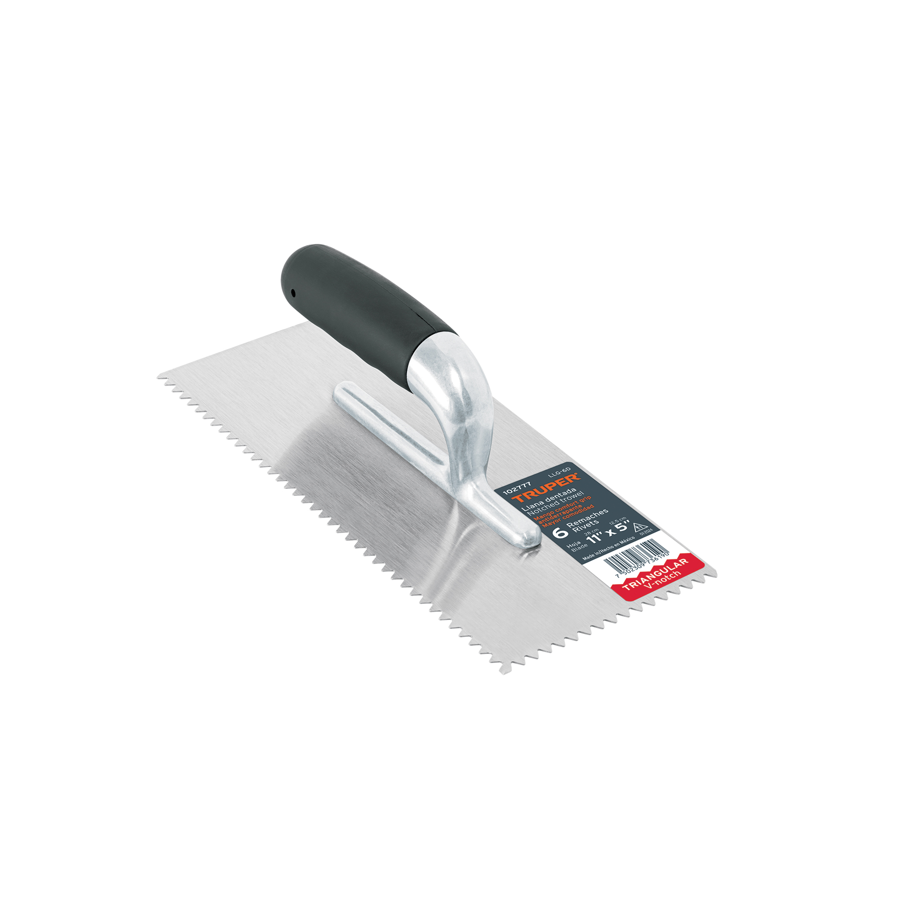 Llana 11' dentado triangular, 6 remaches, mgo comfort grip