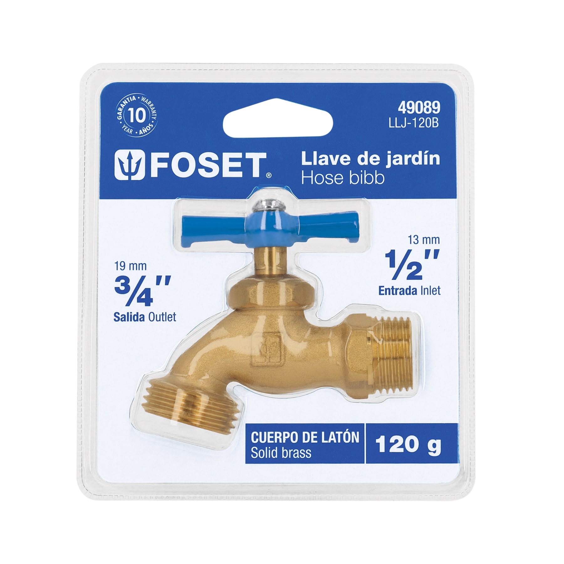 Llave para manguera, latón, 120g, 1/2', blíster, FOSET
