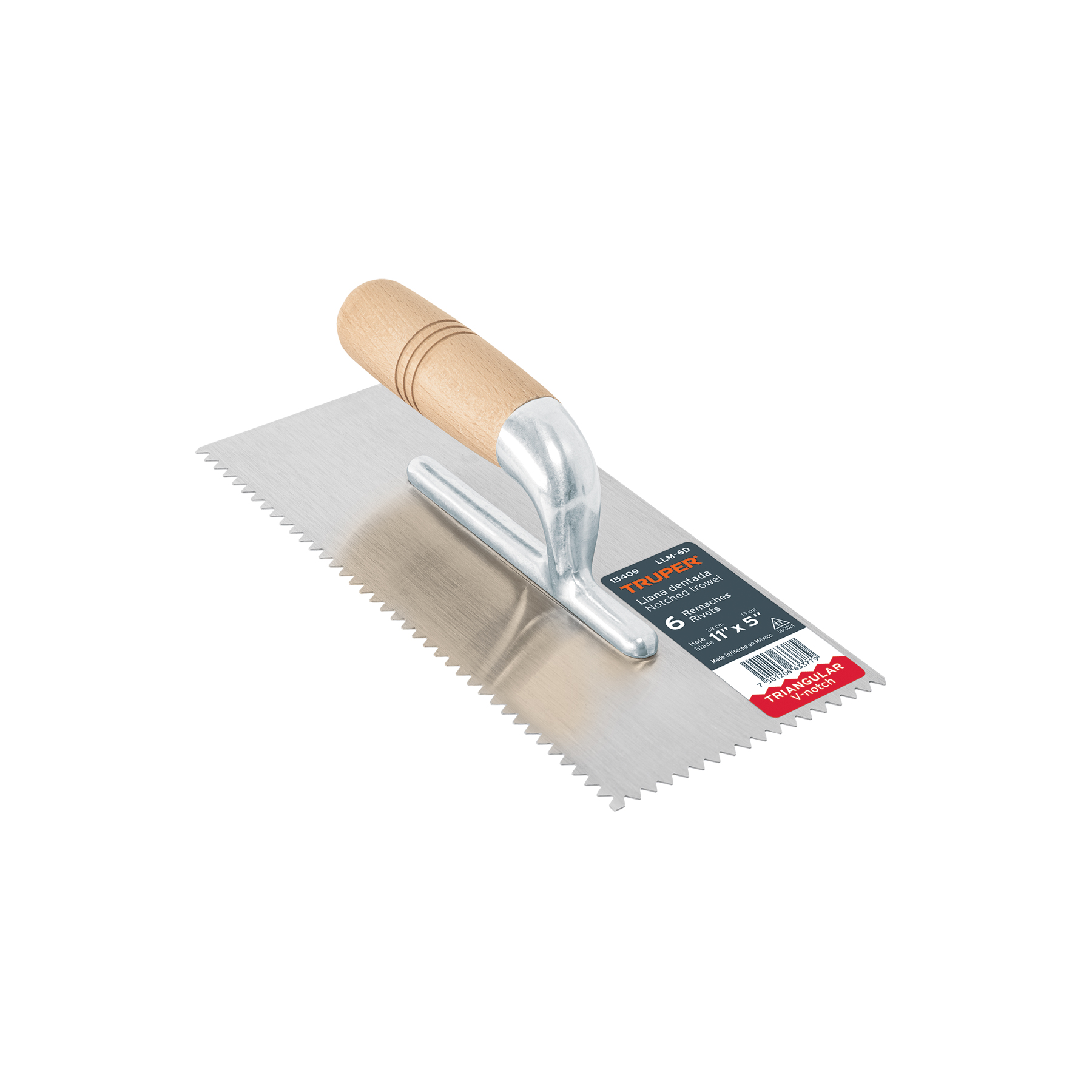 Llana 11' dentado triangular, 6 remaches, mgo madera, Truper