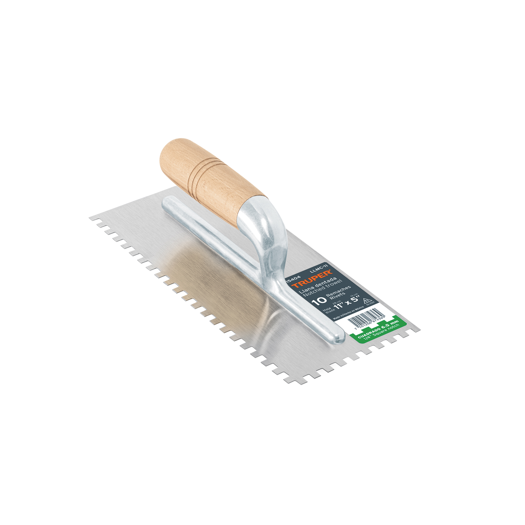 Llana 11' dentado cuadrado 1/4', 10 remaches, mgo madera