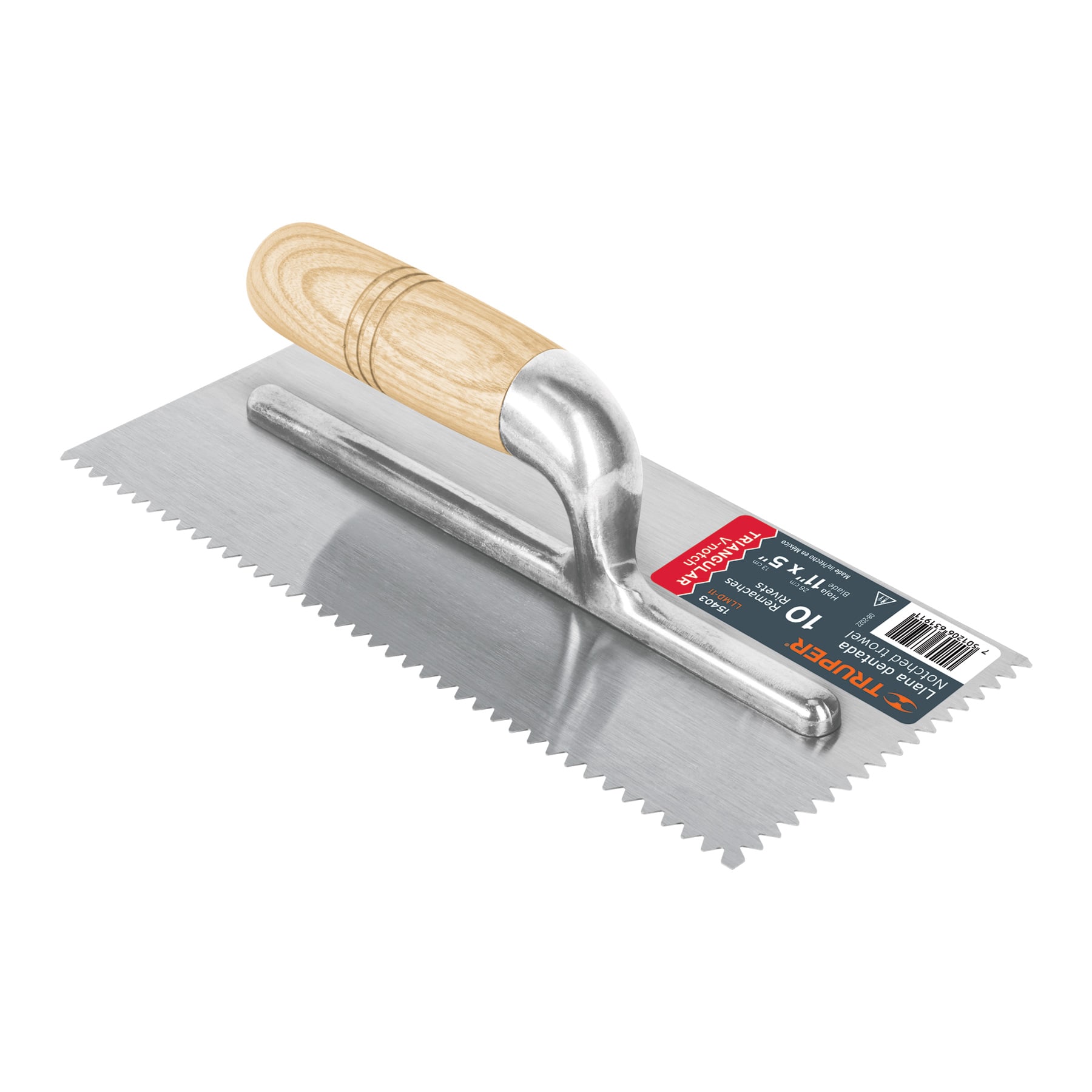 Llana 11' dentado triangular, 10 remaches, mgo madera,Truper