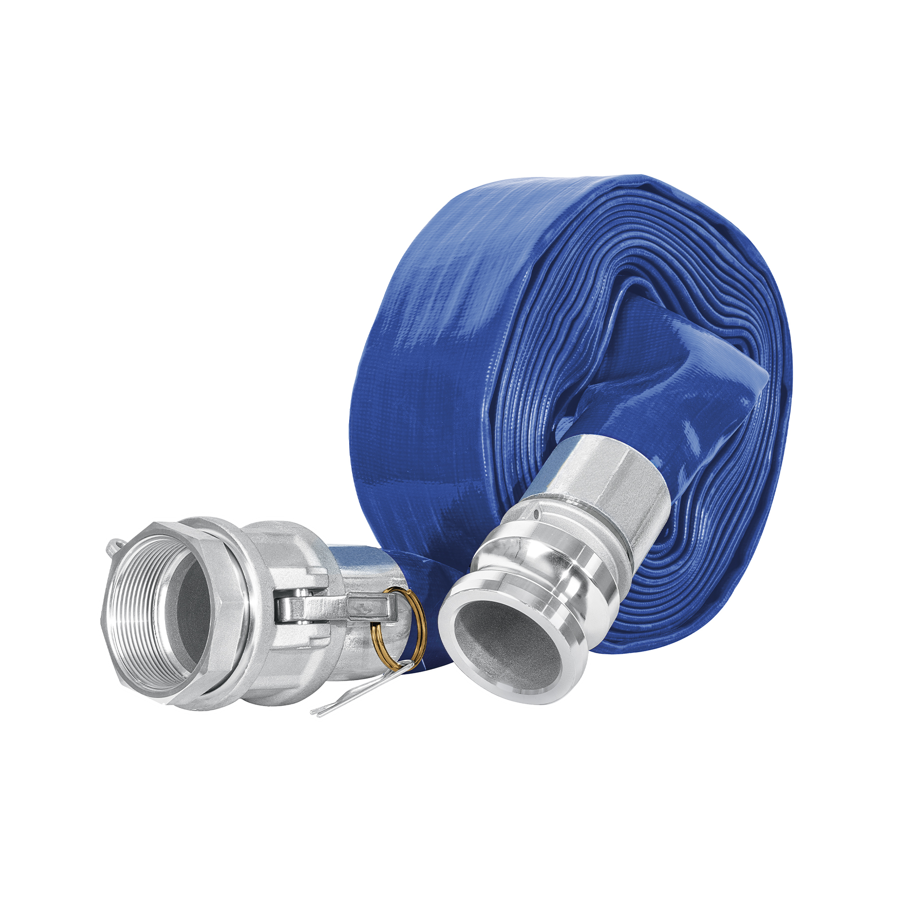 Rollo de manguera plana 2' x 7.5m de descarga c/conexiones