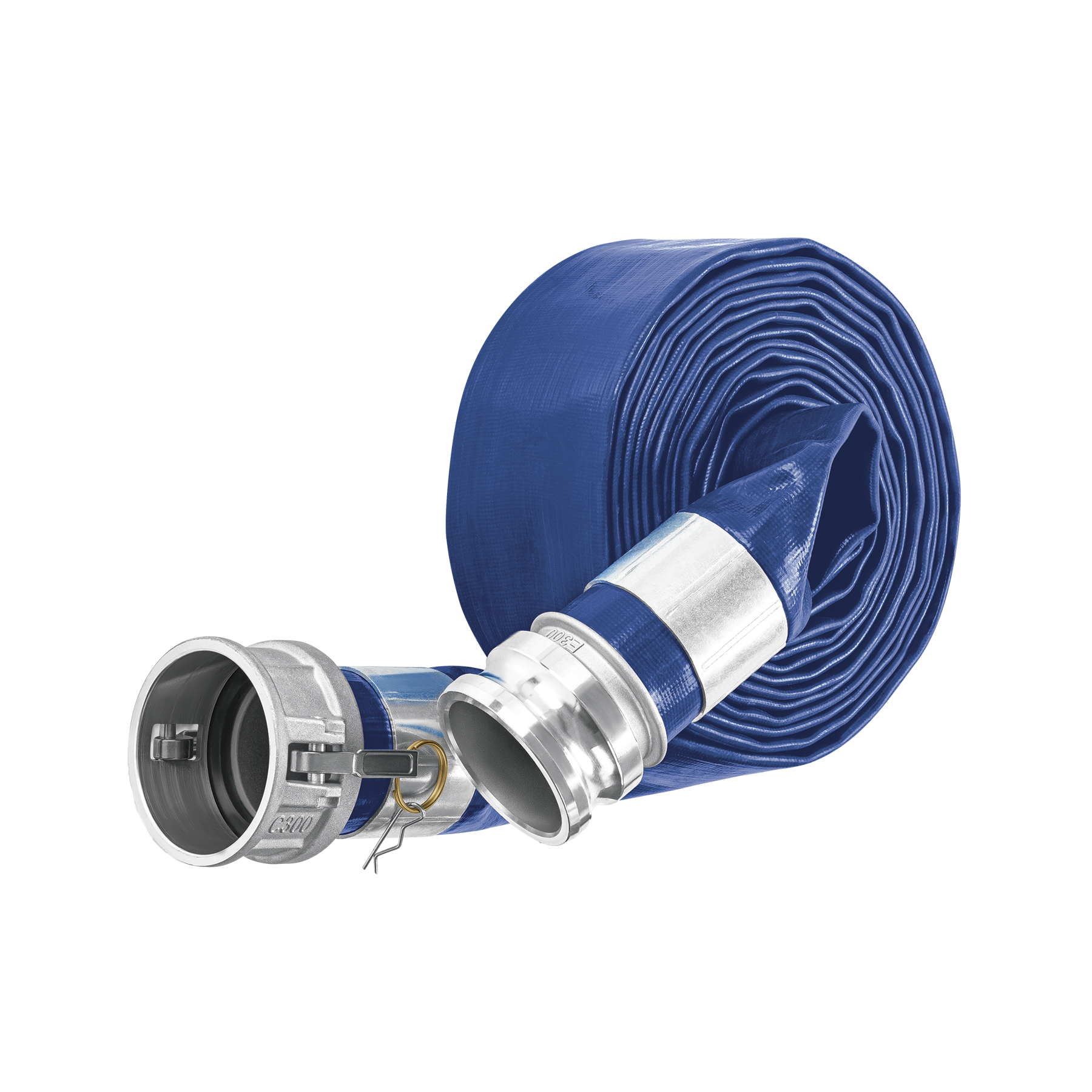 Rollo de manguera plana 3' x 7.5m de descarga c/conexiones