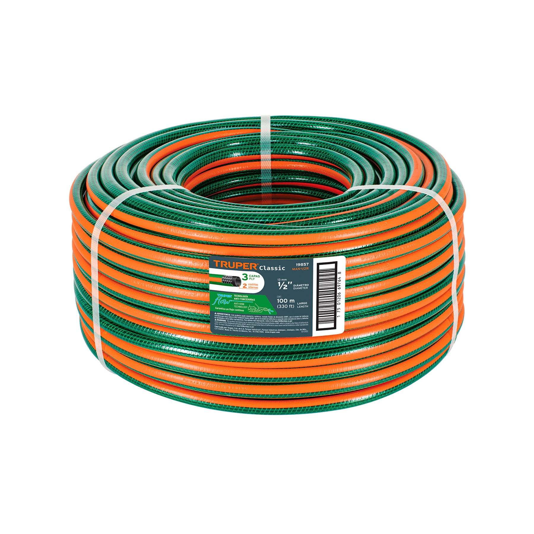 Metro de manguera 1/2' 3 capas en rollo de 100 m, Truper
