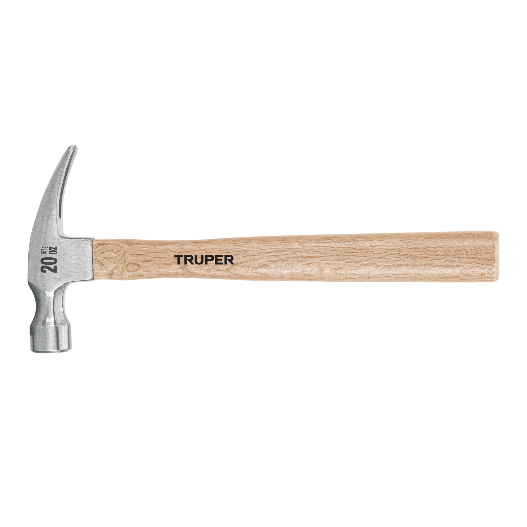 Martillo pulido, 20 oz, uña recta, mango madera, TRUPER