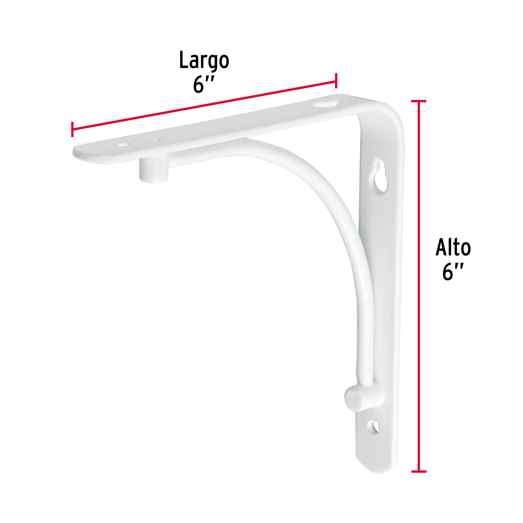 Ménsula reforzada blanca 6 x 6', diseño alambrón, FIERO - Imagen 3