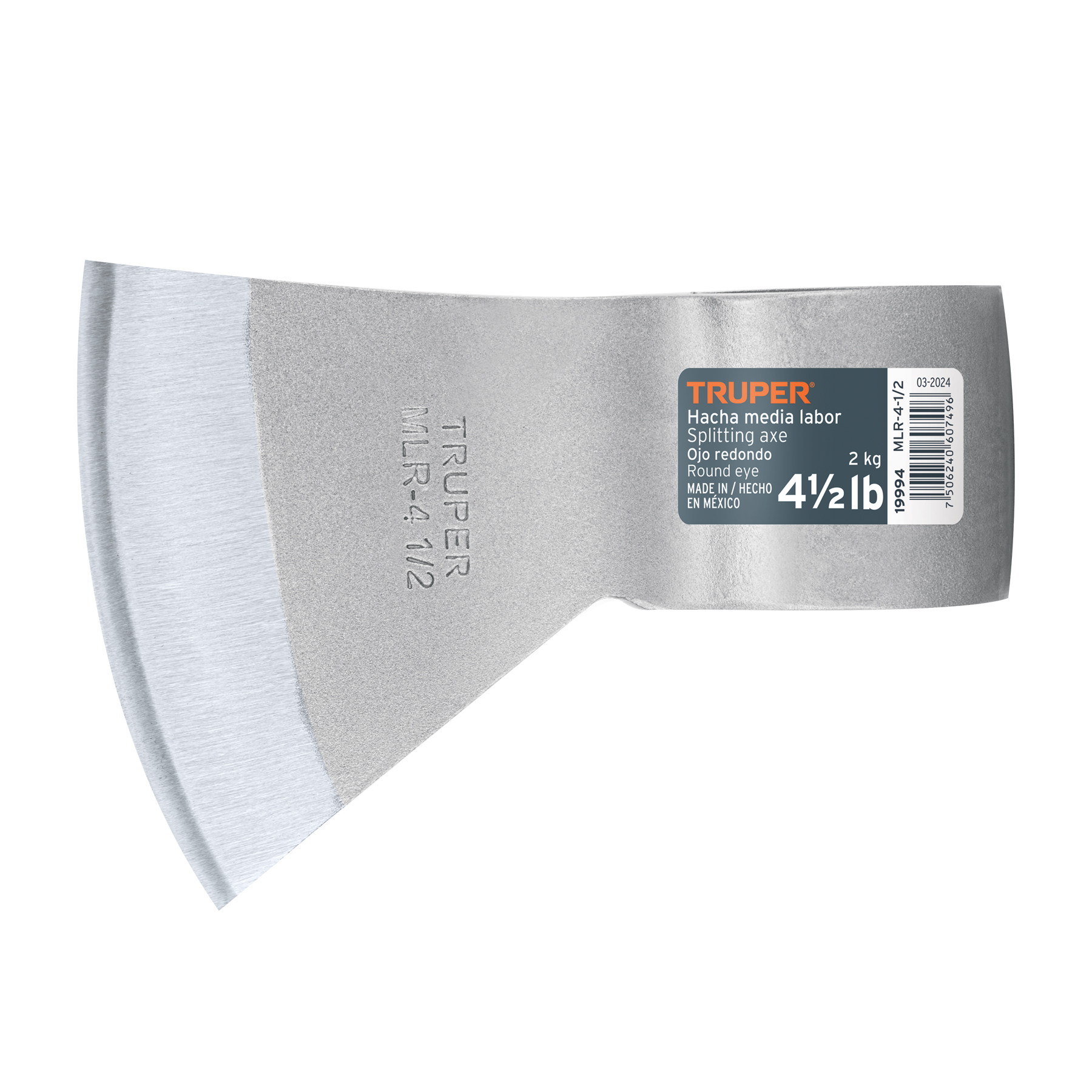 Hacha media labor ojo redondo 4-1/2 lb sin mango, TRUPER