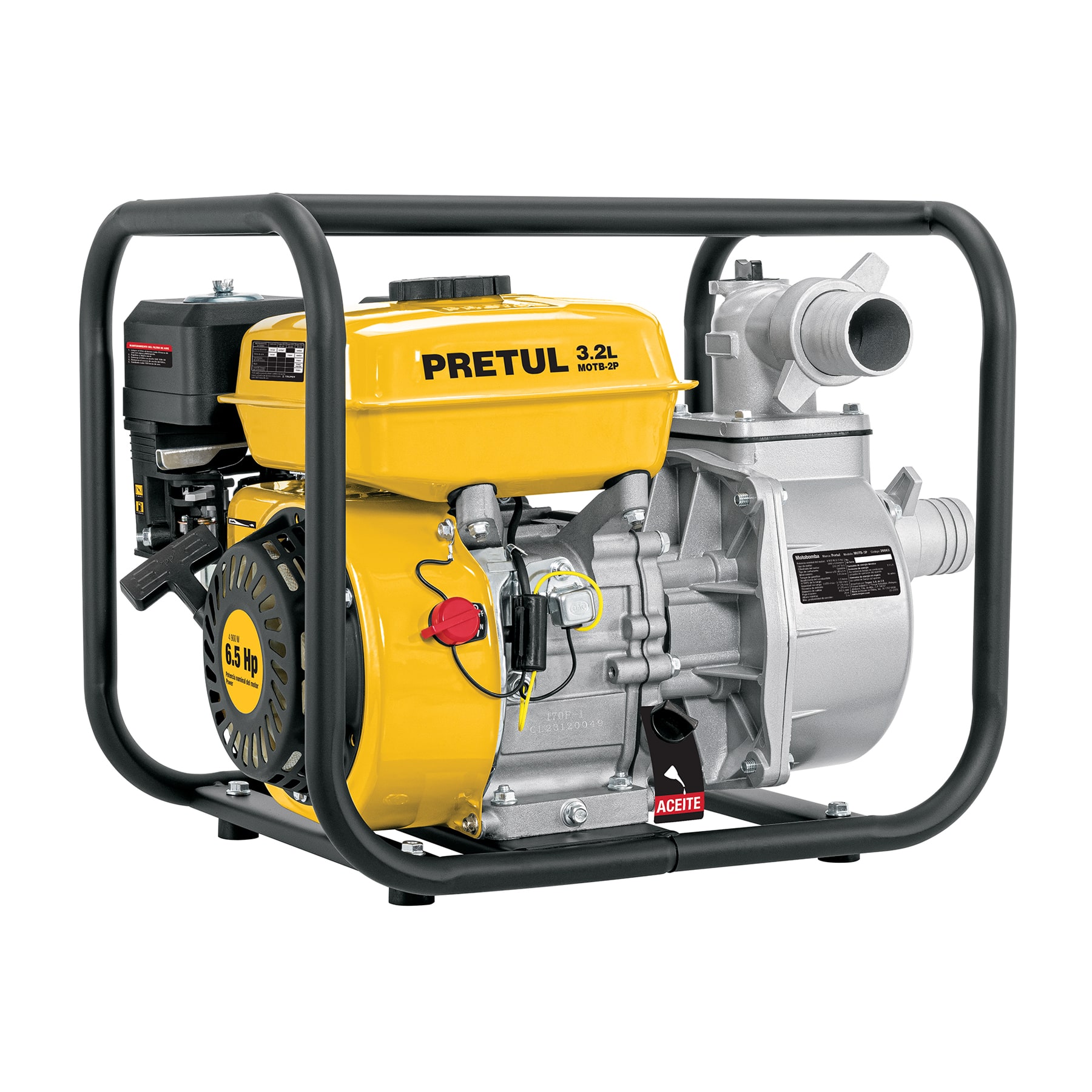 Motobomba autocebante 2'x2', gas. 6-1/2HP, agrícola, PRETUL
