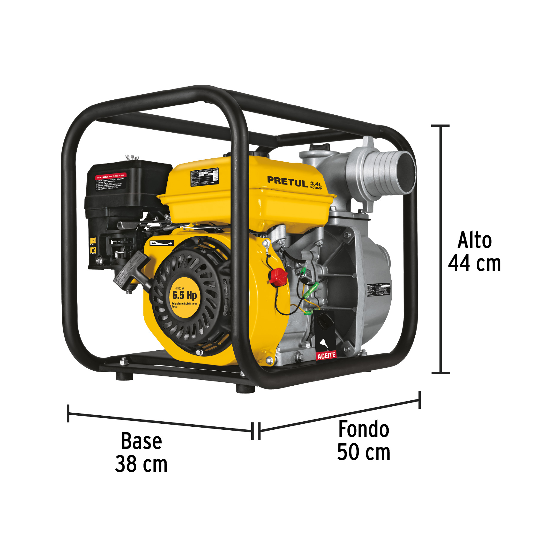 Motobomba autocebante 3'x3', gas. 6-1/2HP, agrícola, PRETUL - Imagen 4