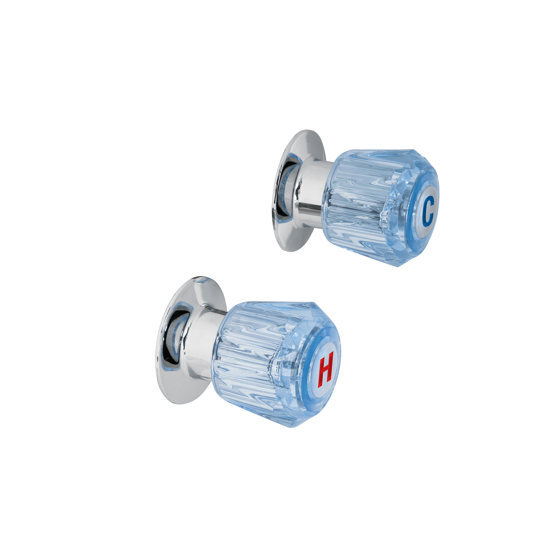 Juego de 2 manerales acrílico azul para regadera, Basic