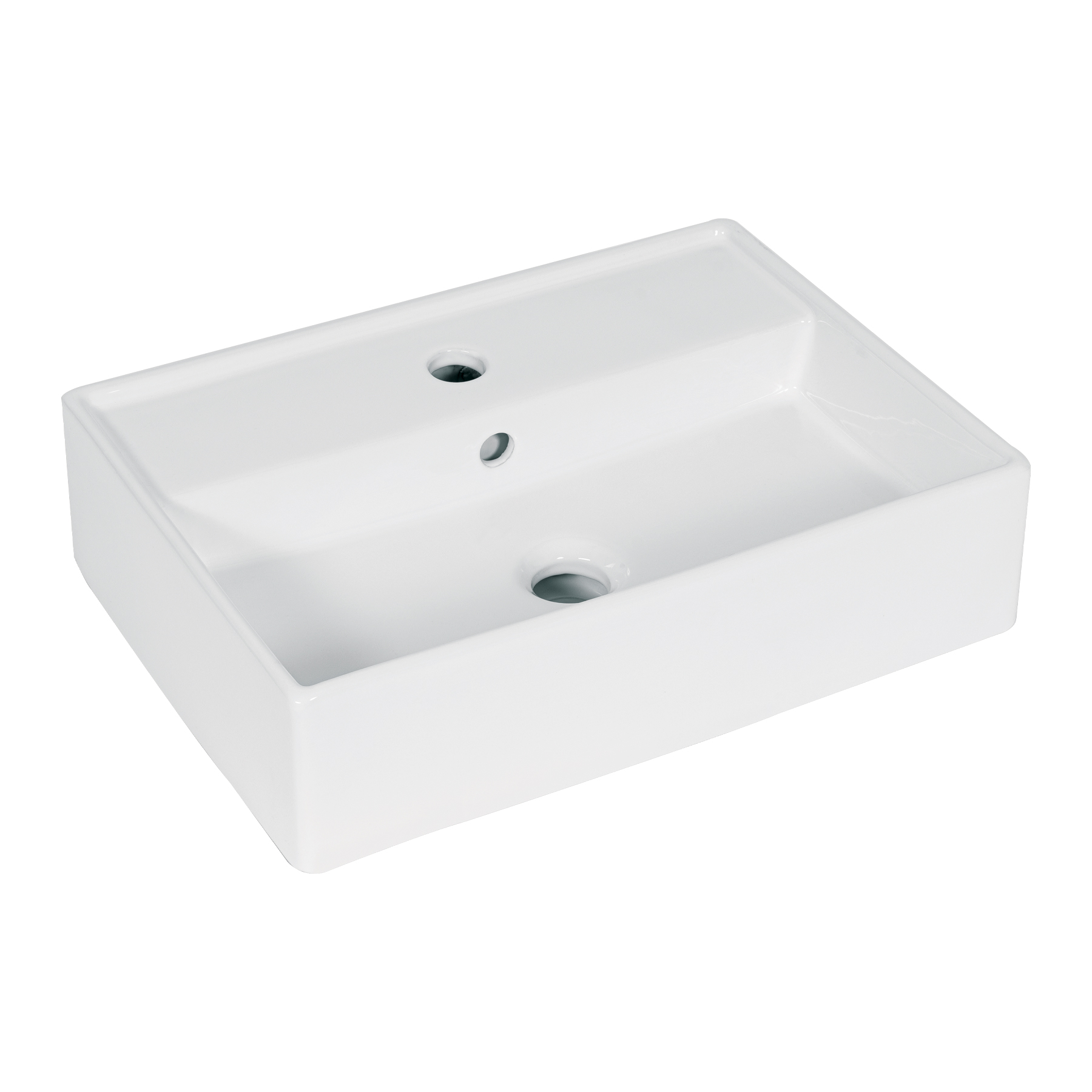 Lavabo de porcelana de sobreponer rectangular, blanco, FOSET