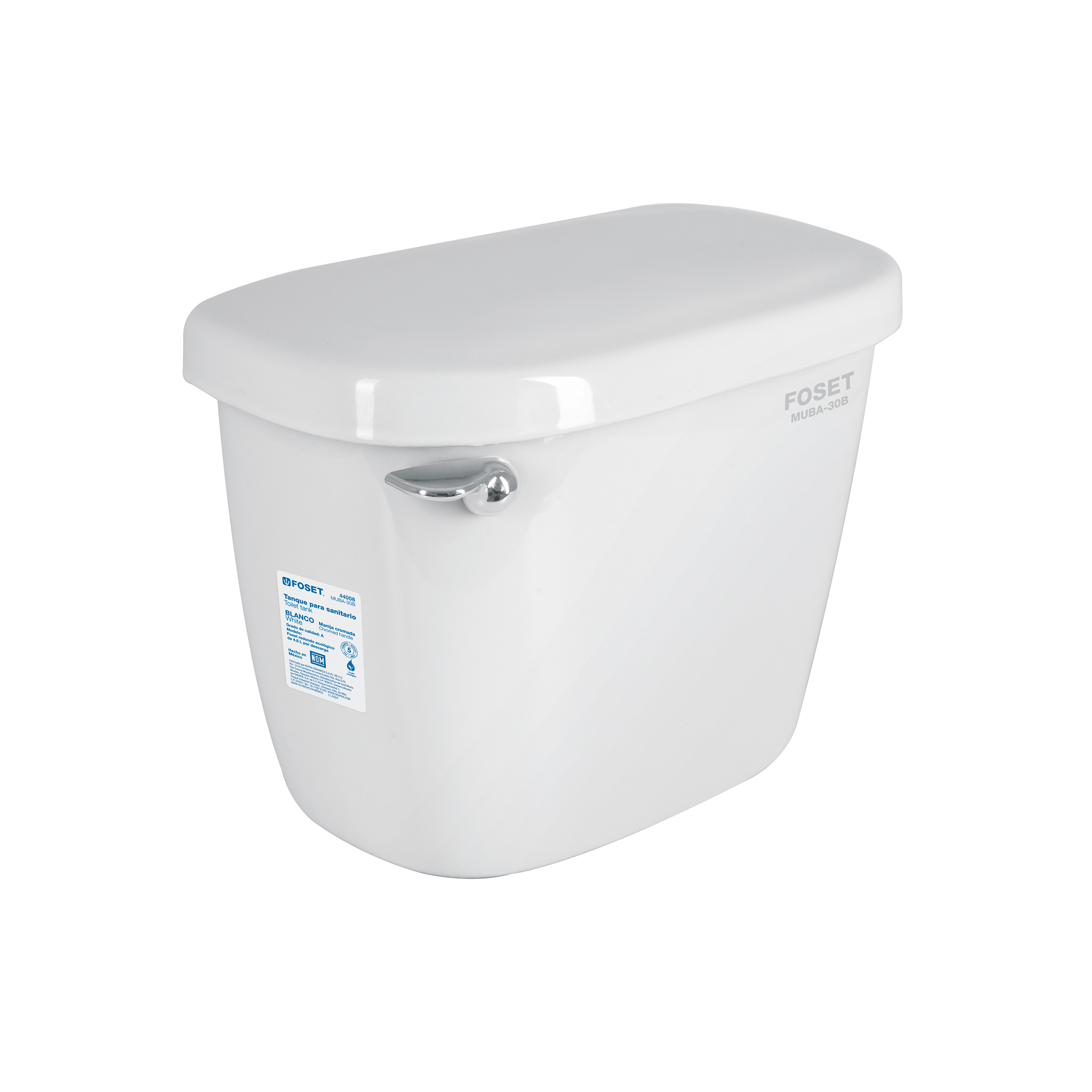 Tanque bajo de porcelana con accesorios, blanco, FOSET