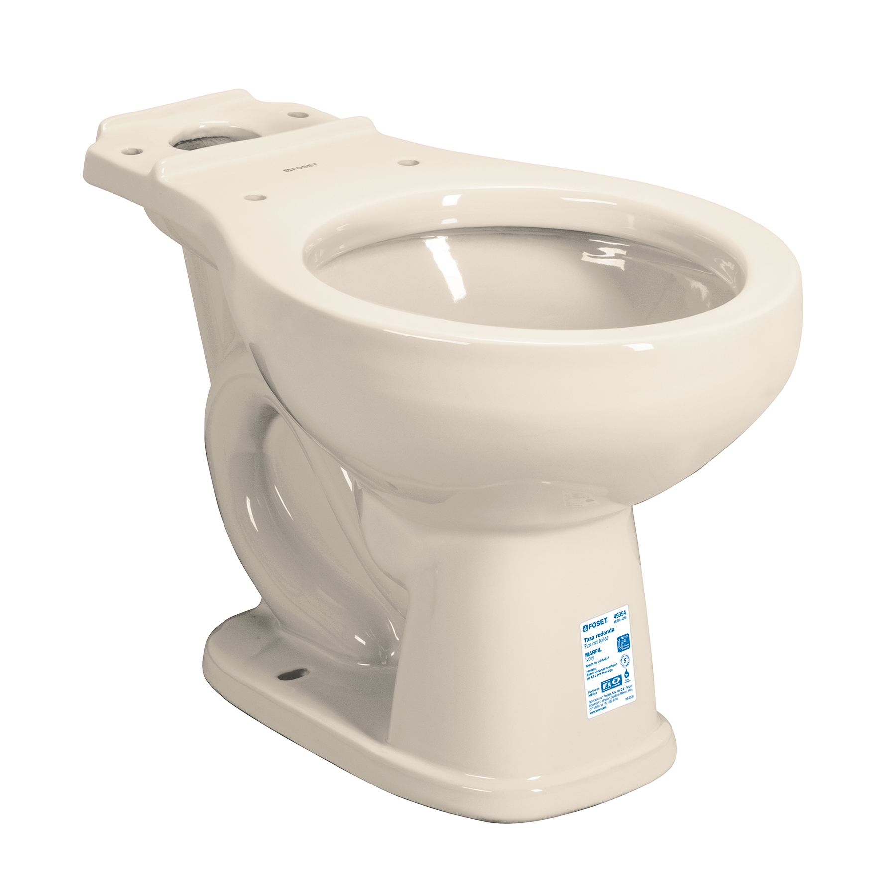 Taza redonda de porcelana, marfil, FOSET