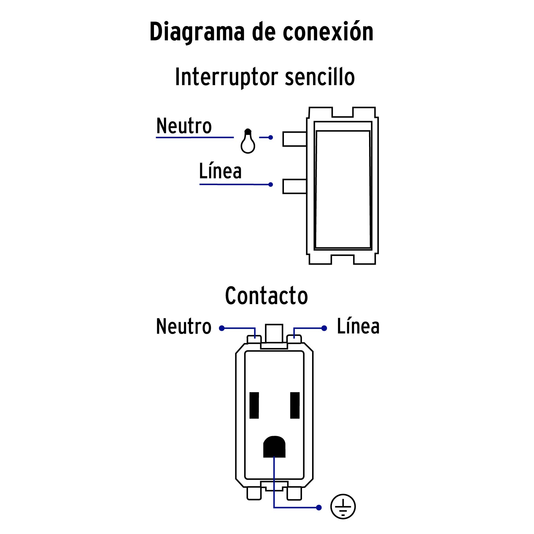 Placa armada contacto e interruptor sencillo, Volteck Basic - Imagen 4