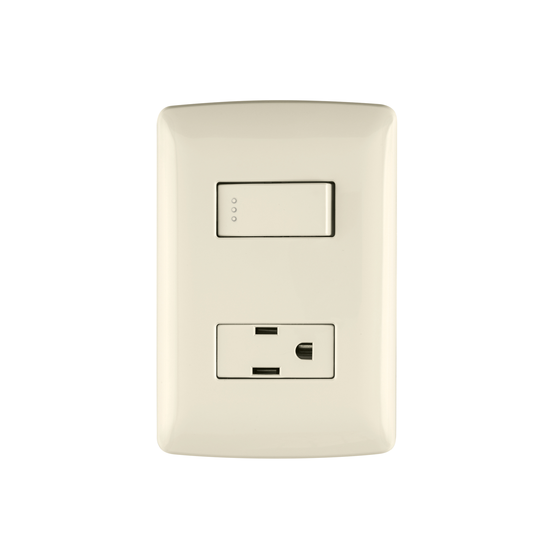 Placa armada contacto e interruptor, marfil, línea Italiana