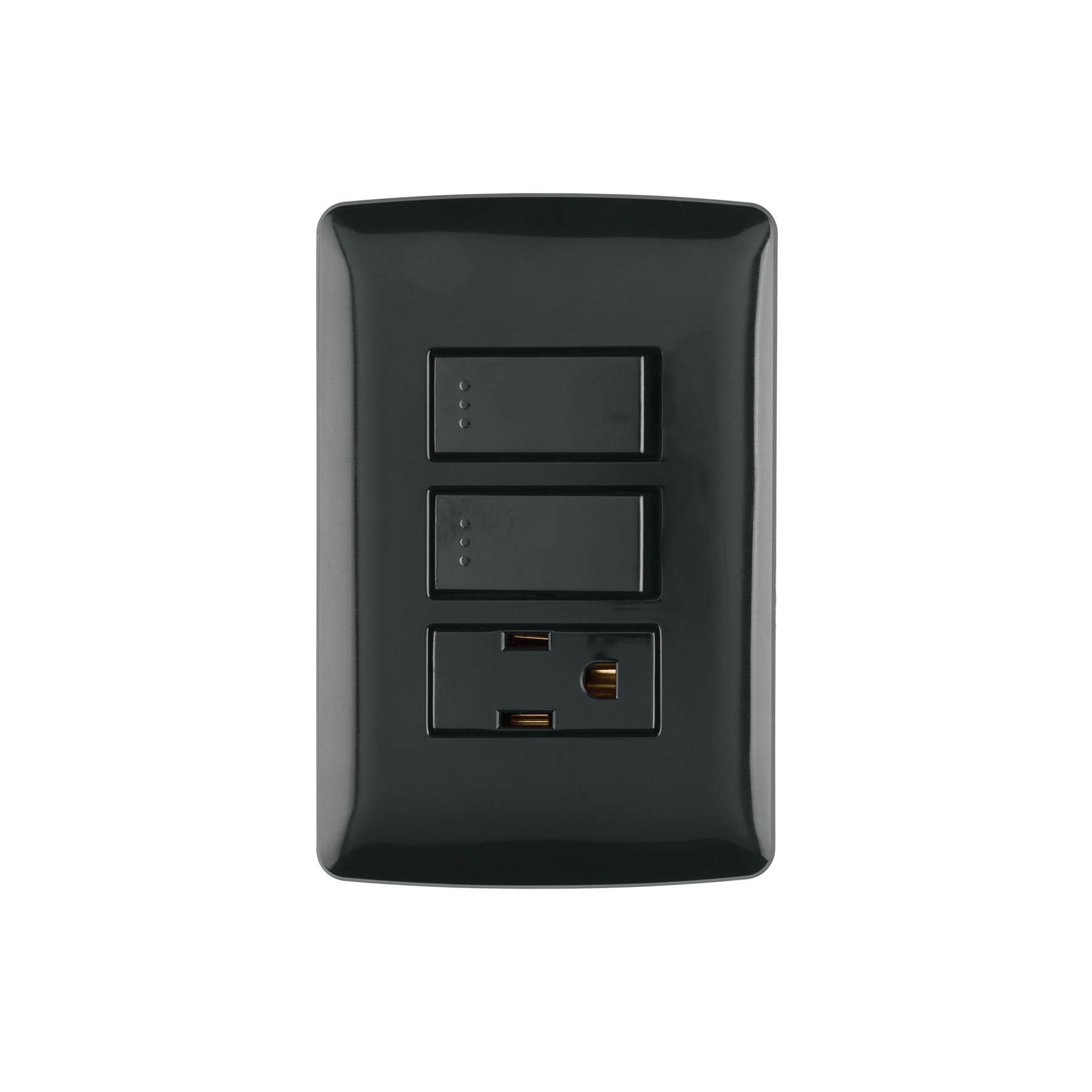 Placa armada contacto 2 interruptores,negro, línea Italiana