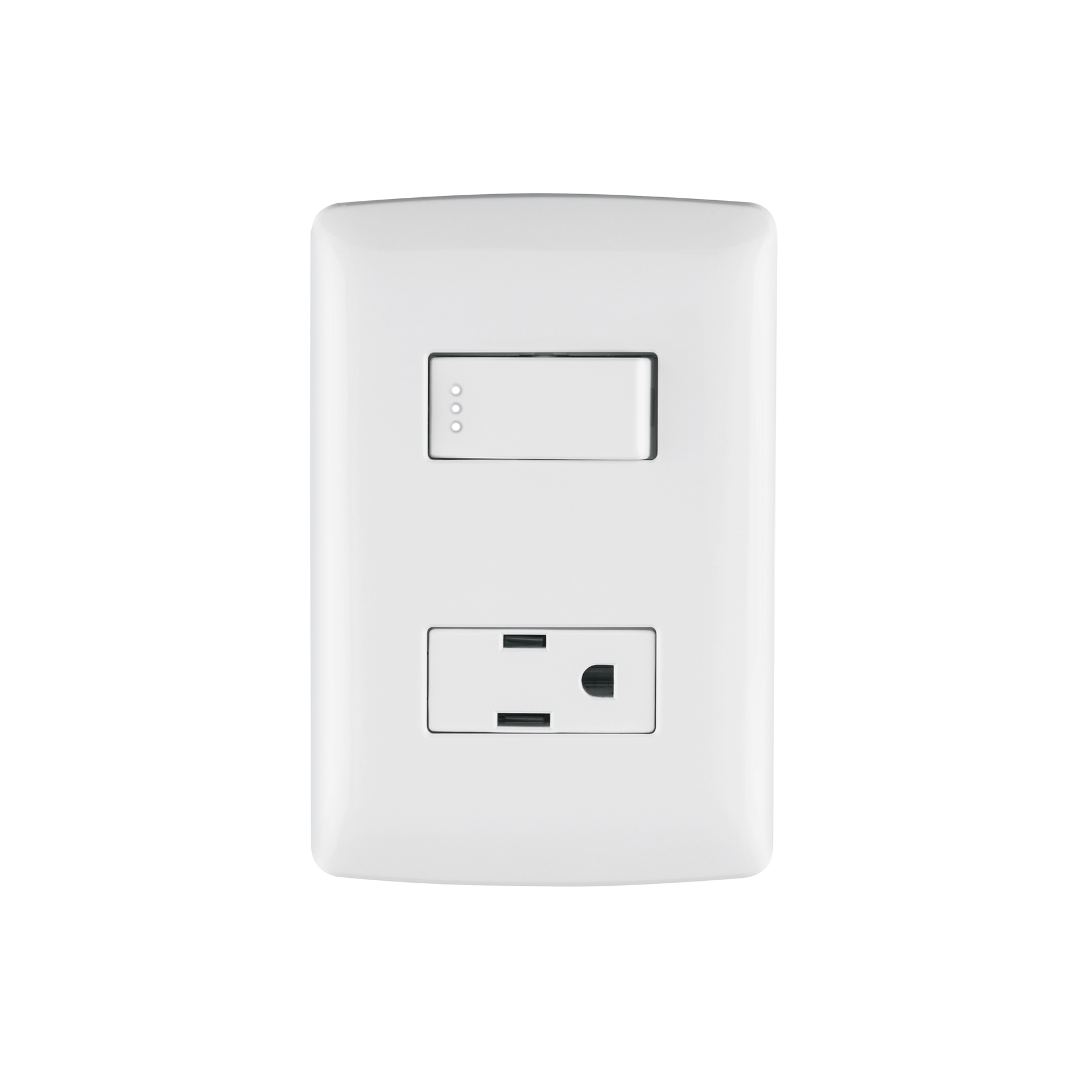 Placa armada contacto e interruptor, blanco, línea Italiana