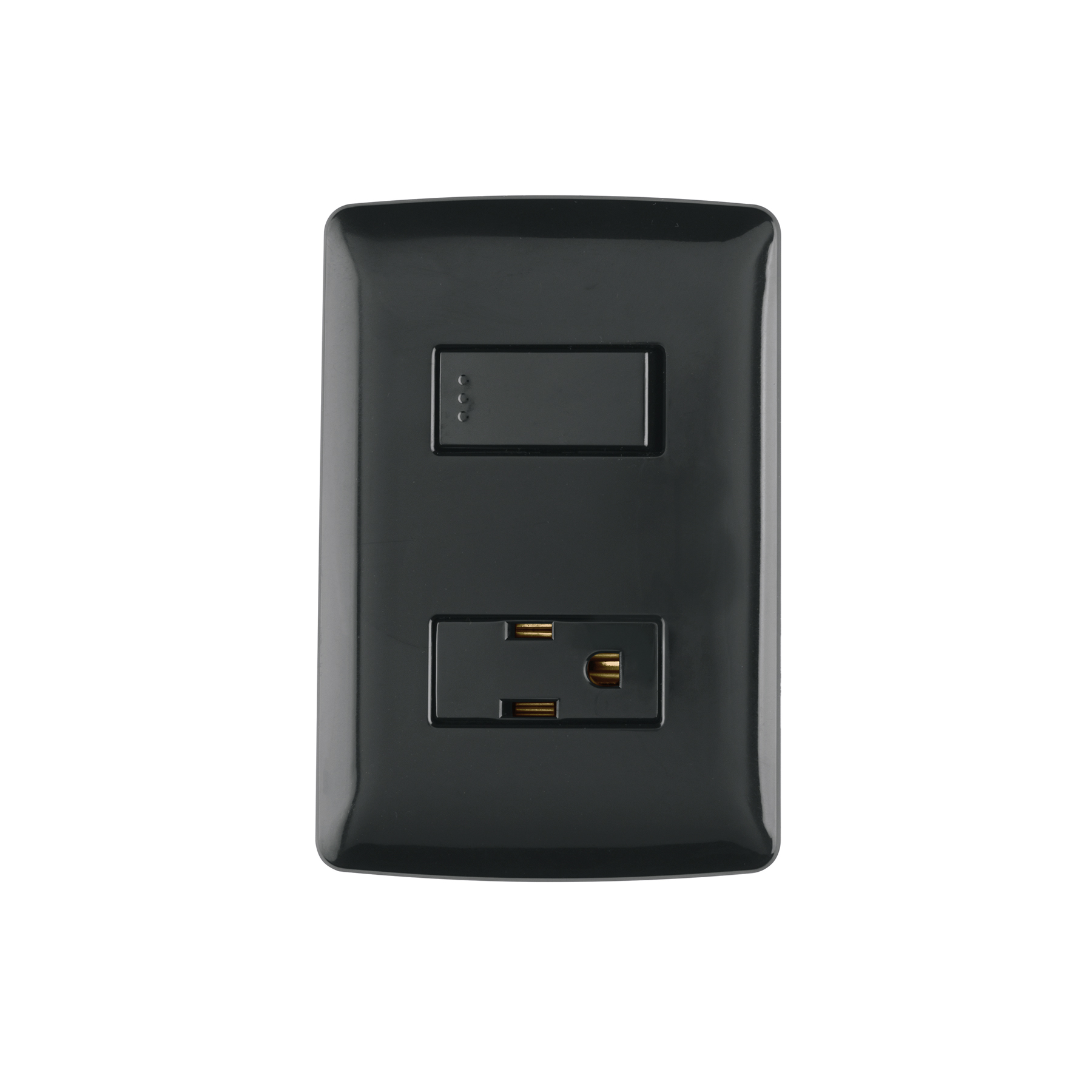 Placa armada contacto e interruptor, negro, línea Italiana