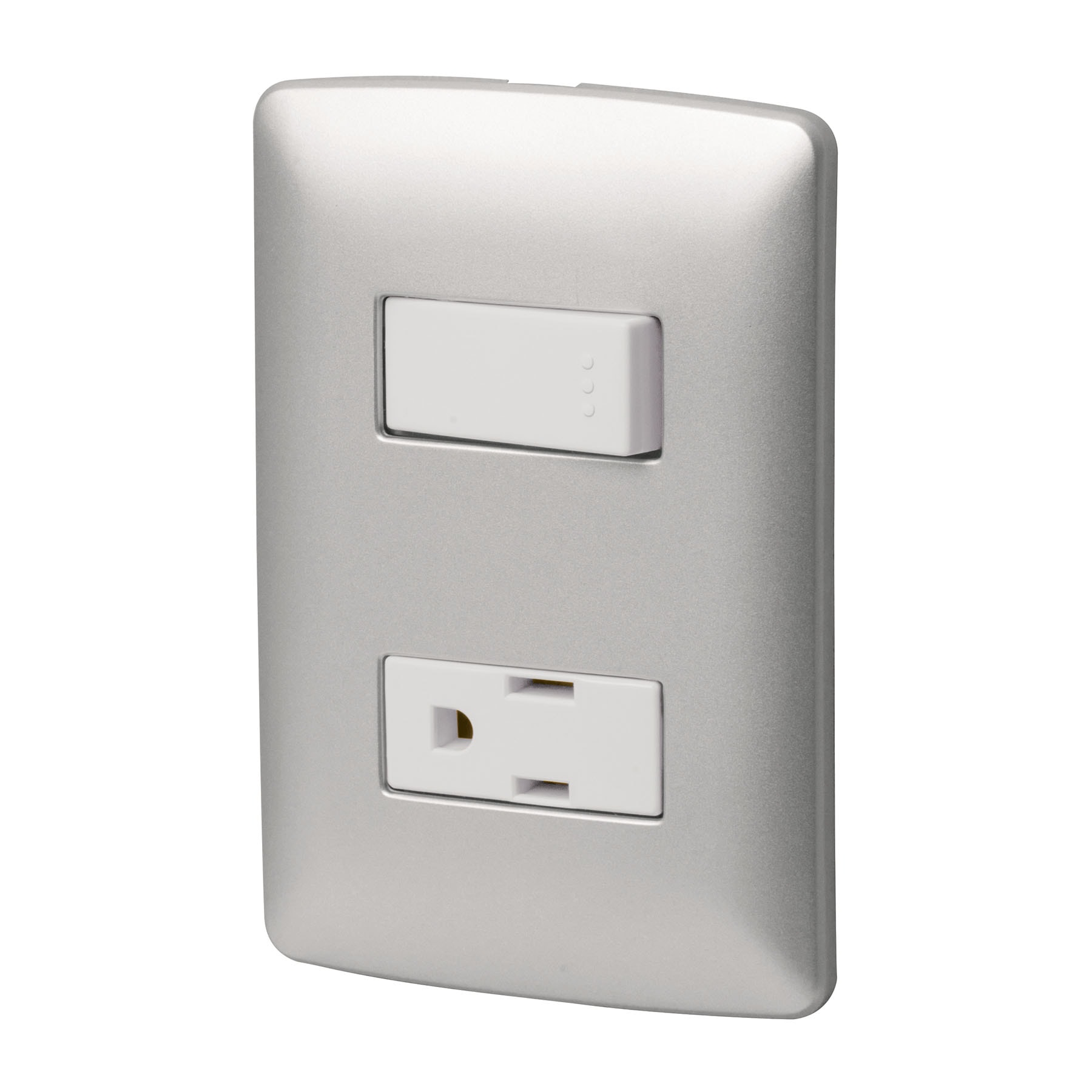 Placa armada contacto e interruptor, plata, línea Italiana