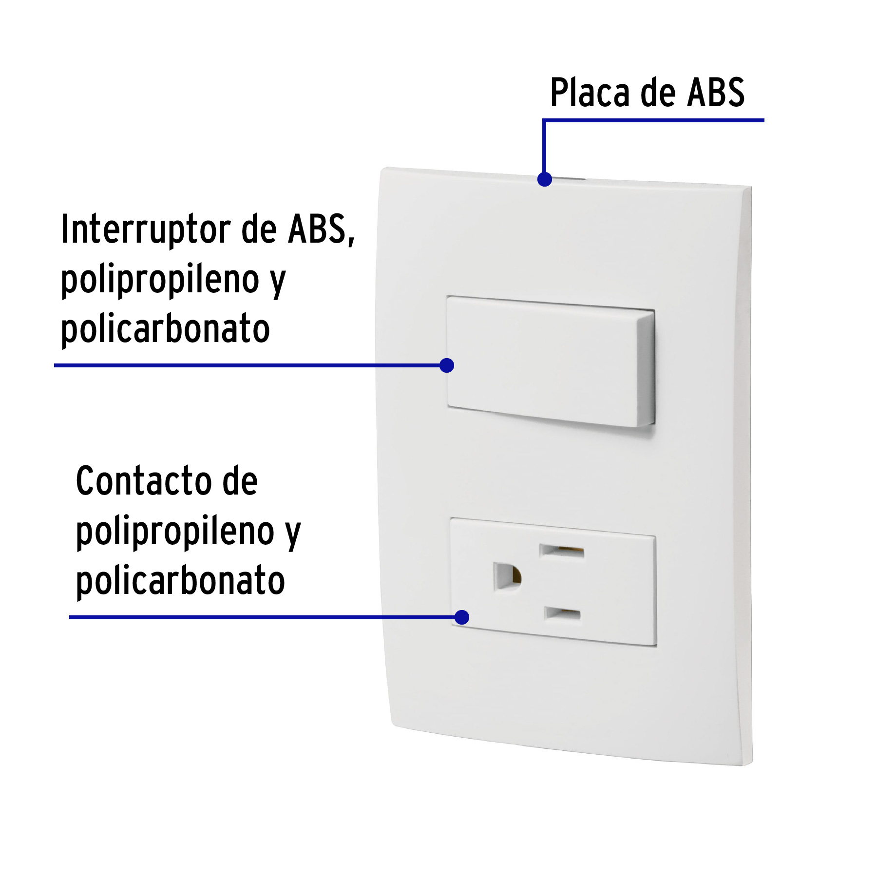 Placa armada contacto e interruptor, línea Oslo, blanco - Imagen 4