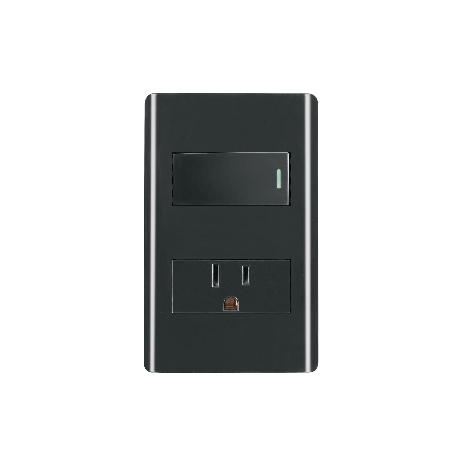 Placa armada negra interruptor y contacto 1 módulo, Lisboa