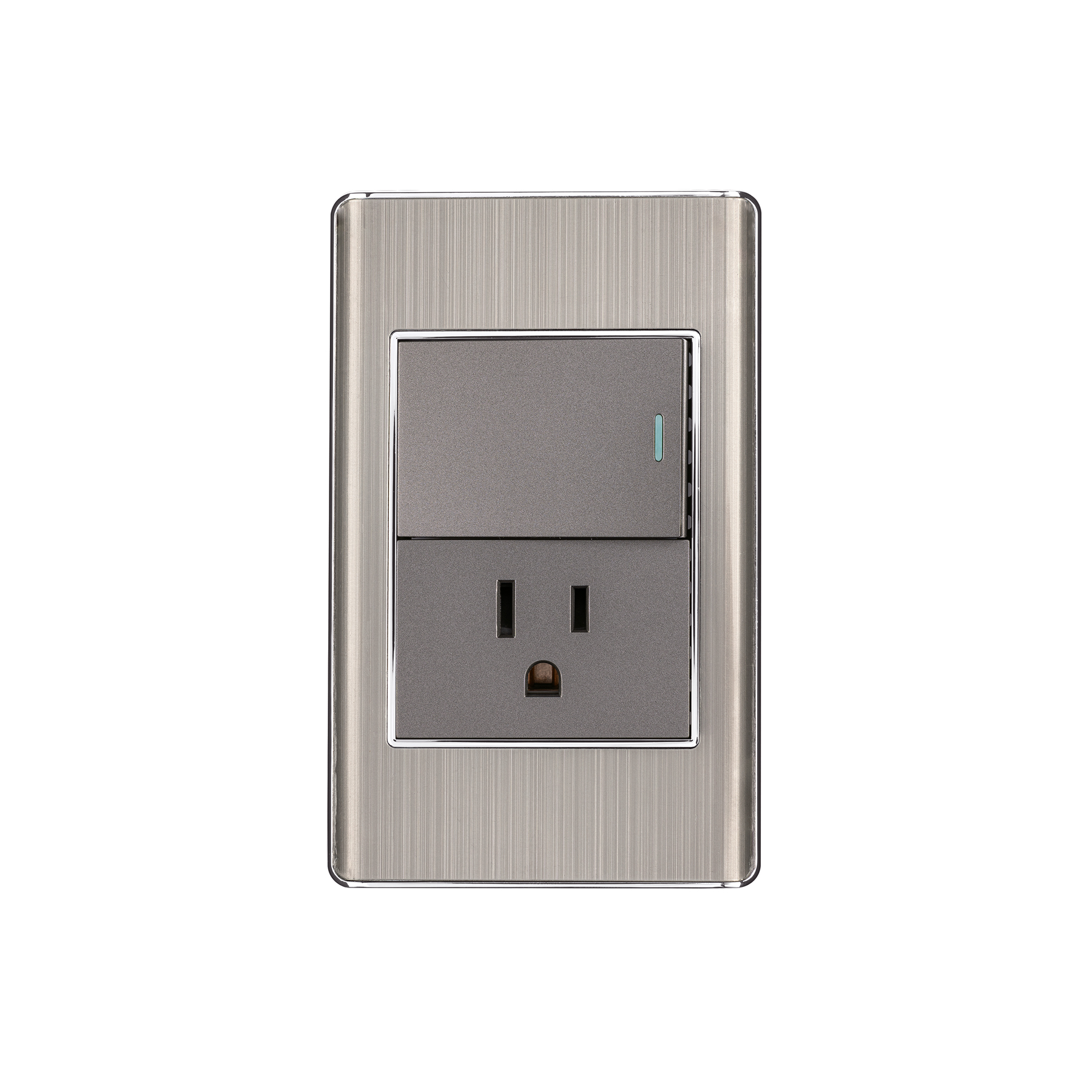 Placa armada acero interruptor y contacto 1.5 mód, Lisboa