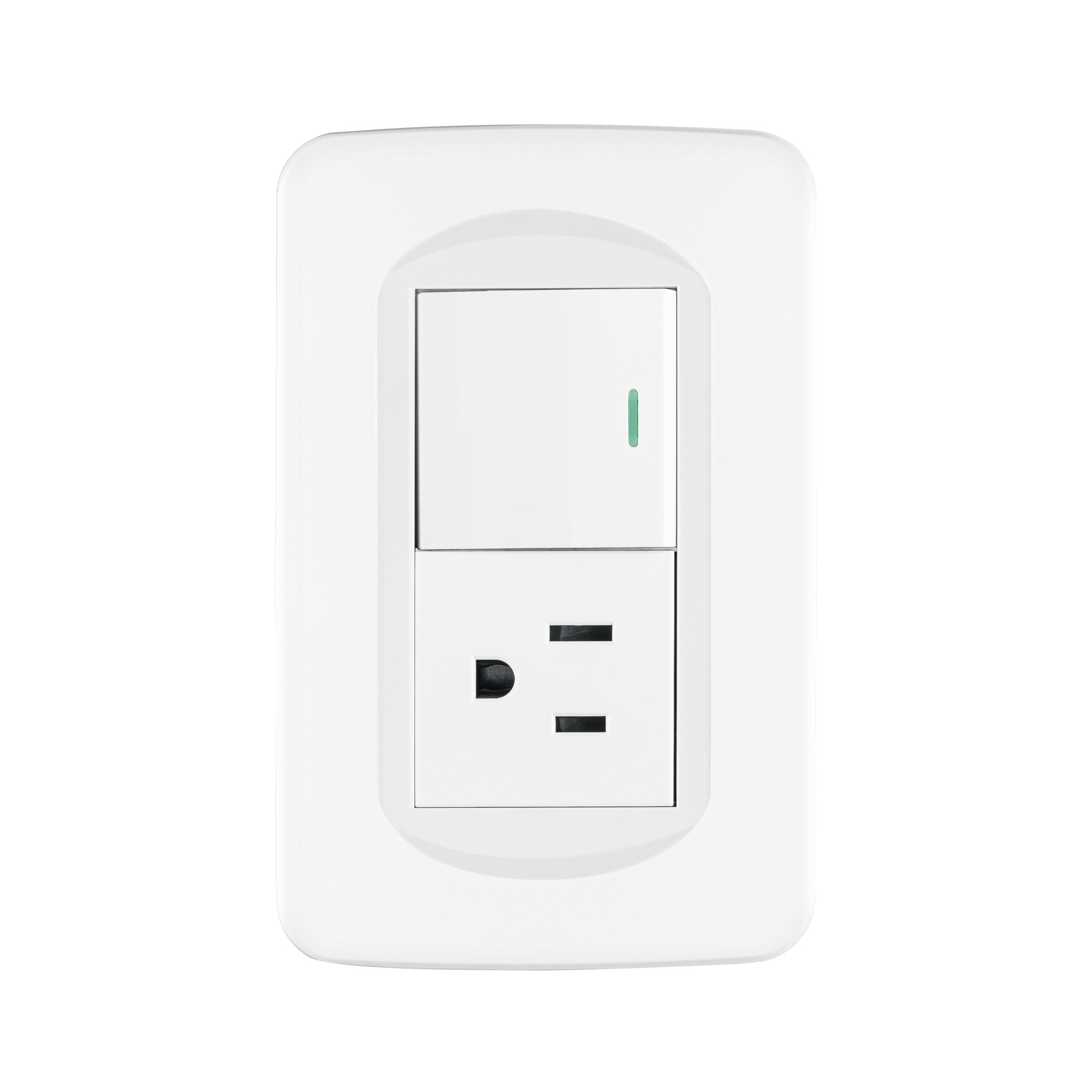 Placa armada interruptor y contacto 1.5 módulos, Toledo