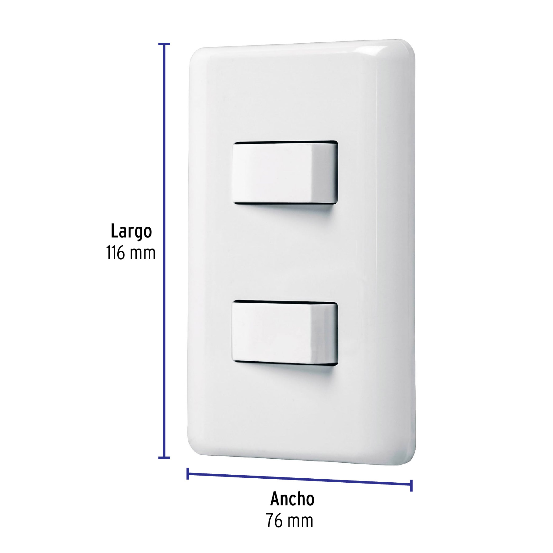 Placa armada con 2 interruptores sencillos, Volteck Basic - Imagen 3