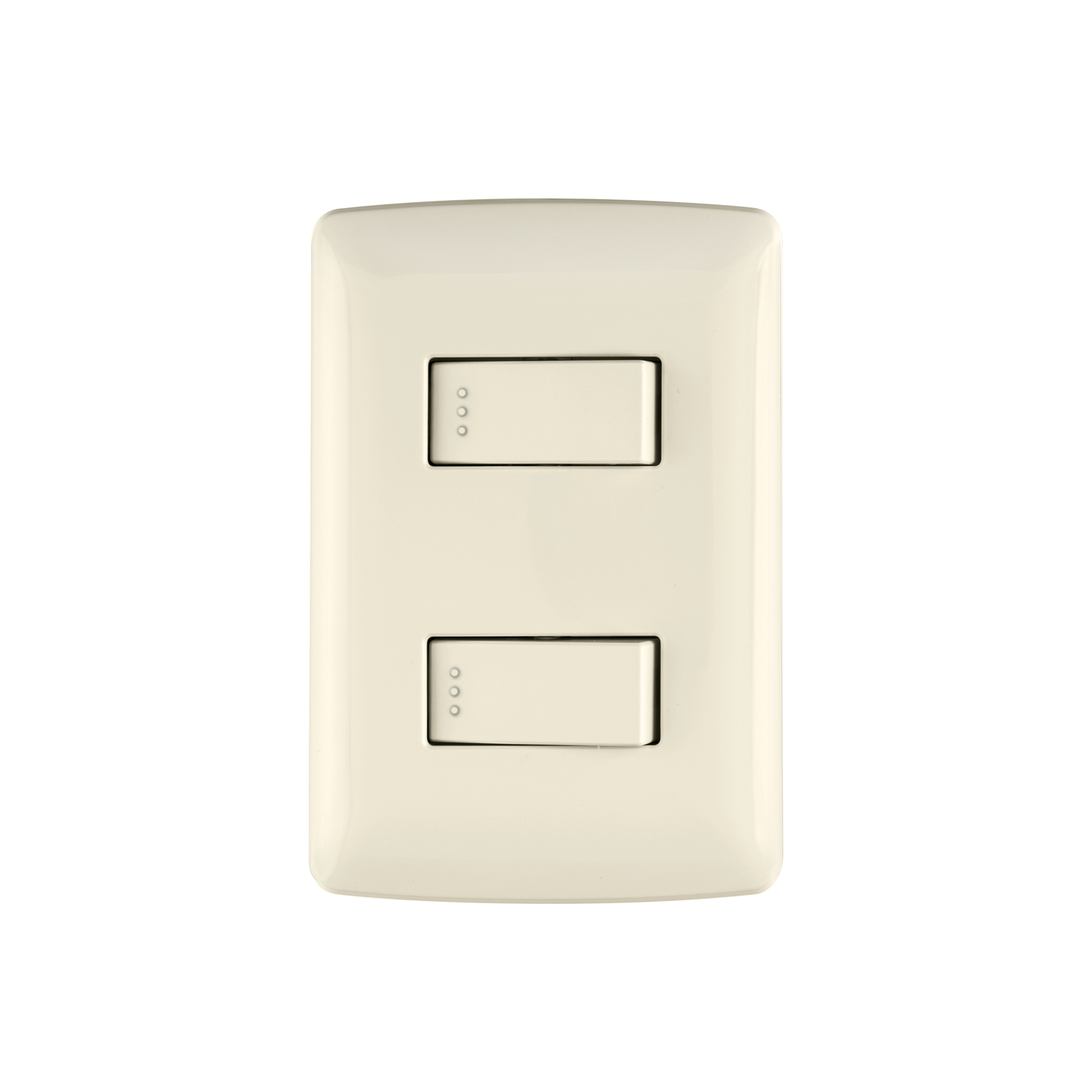 Placa armada 2 interruptores sencillos marfil,línea Italiana