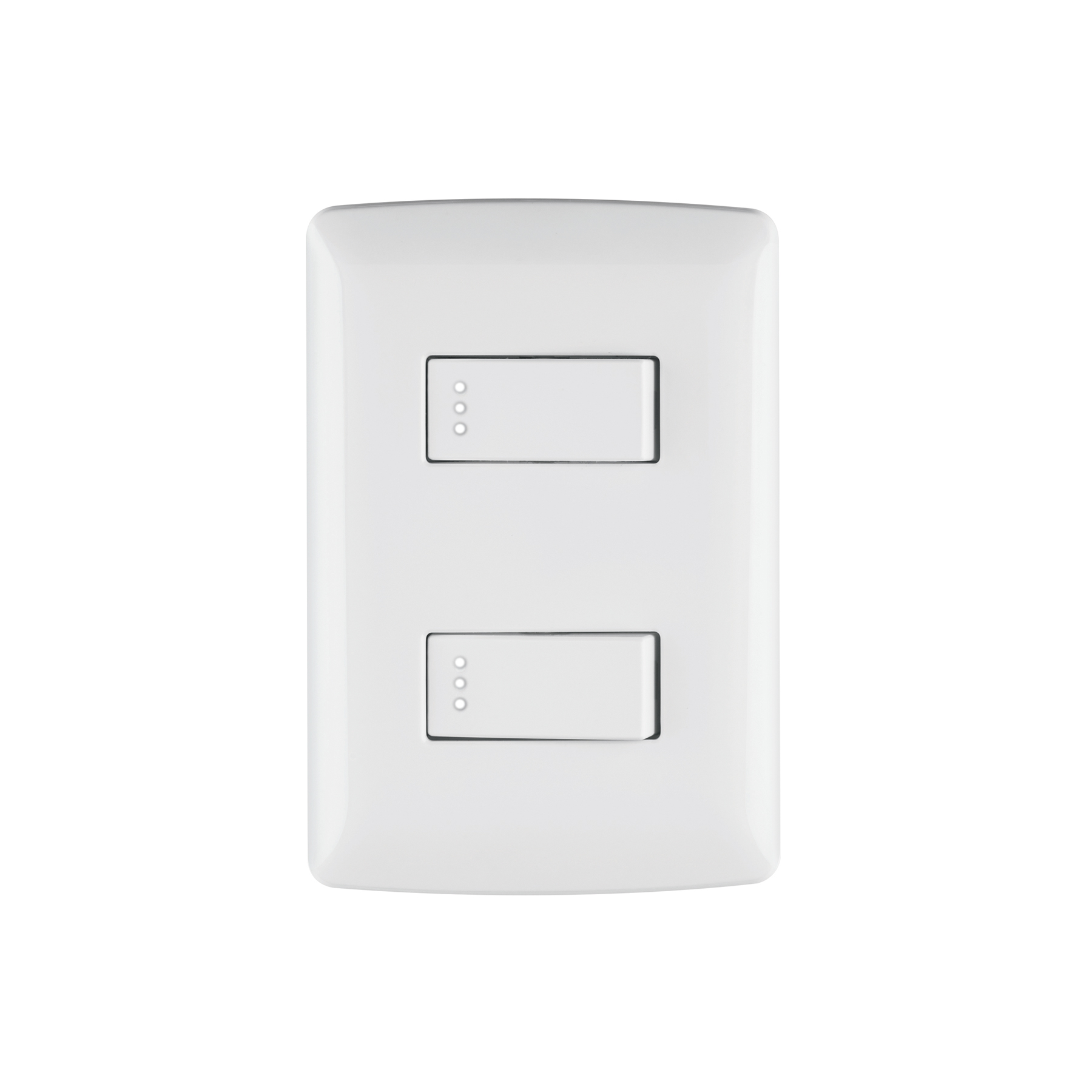 Placa armada, 2interruptores sencillos,blanco,línea Italiana