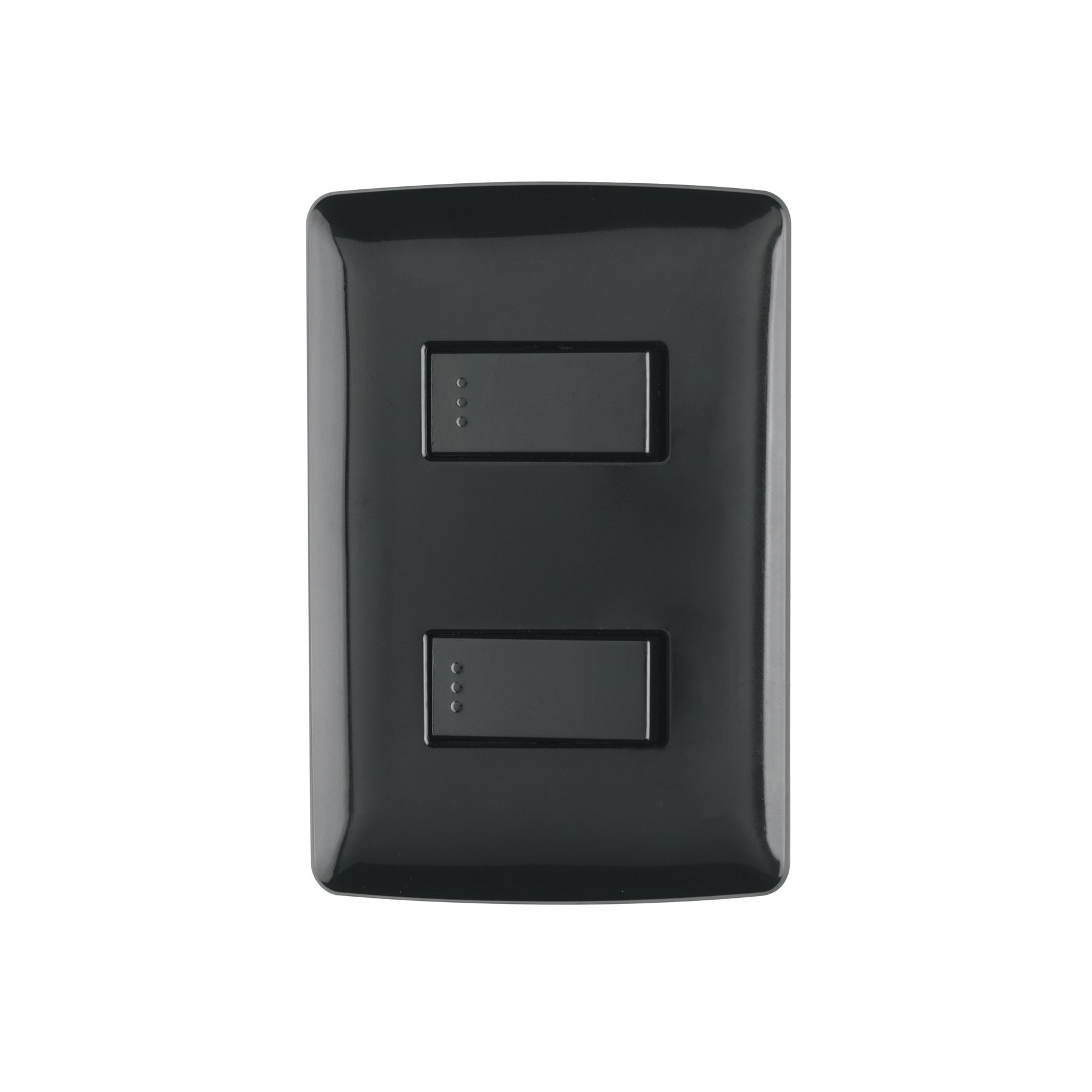 Placa armada, 2 interruptores sencillos,negro,línea Italiana