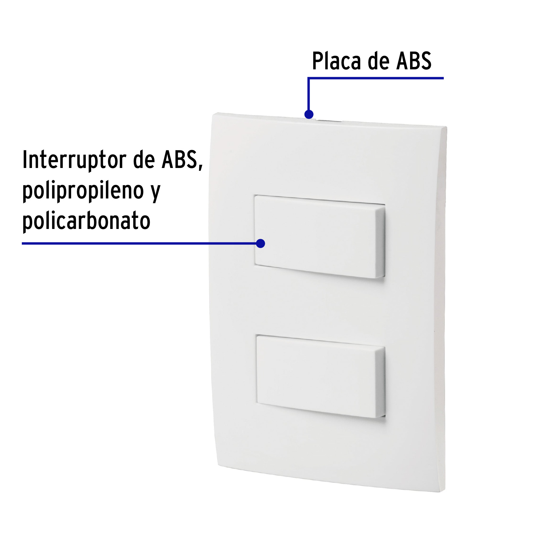 Placa armada 2 interruptores sencillos, línea Oslo, blanco - Imagen 4