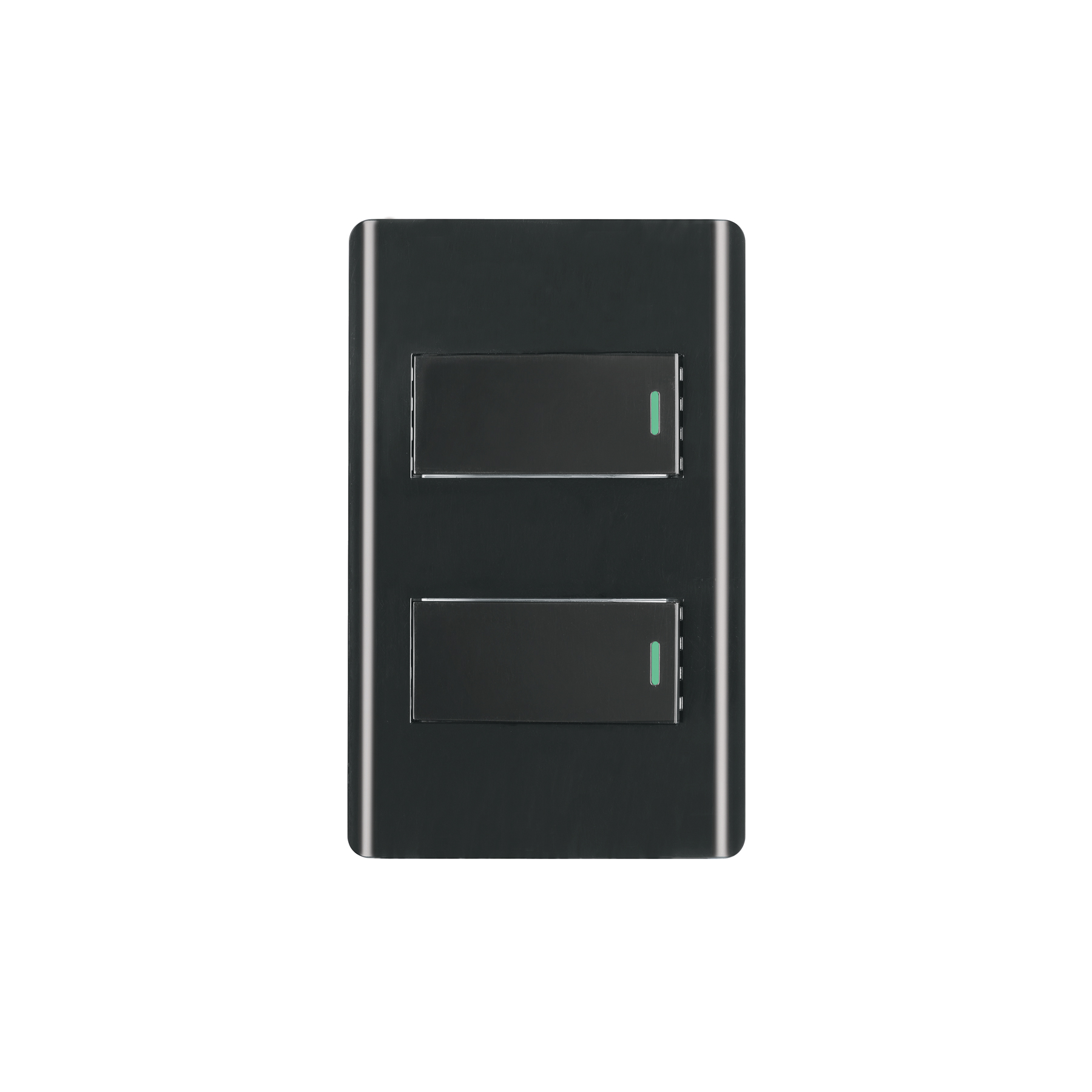 Placa armada negra 1 interruptor y 1 de 3 vías 1 mód,Lisboa