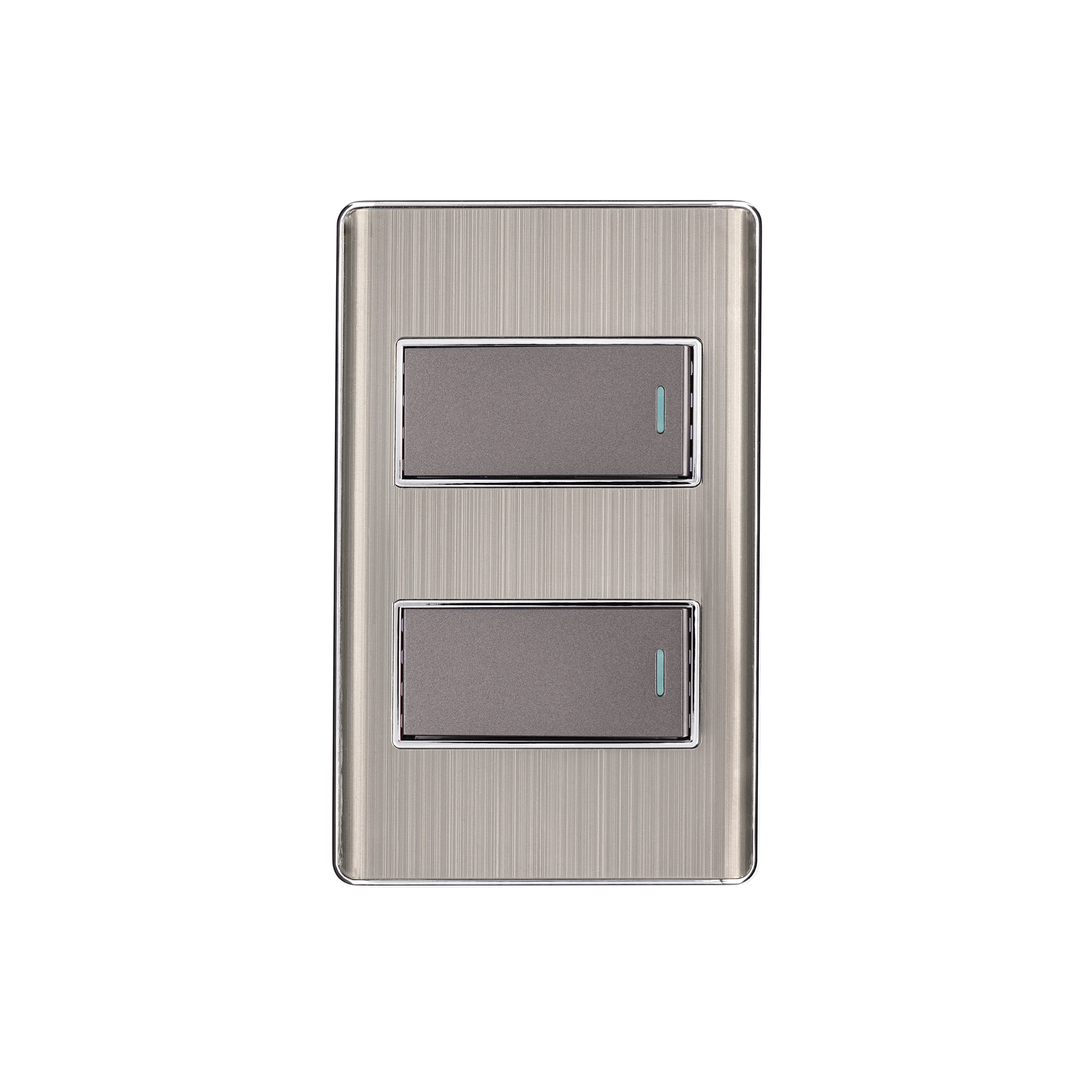 Placa armada acero inox con 2 interruptores 1 módulo, Lisboa