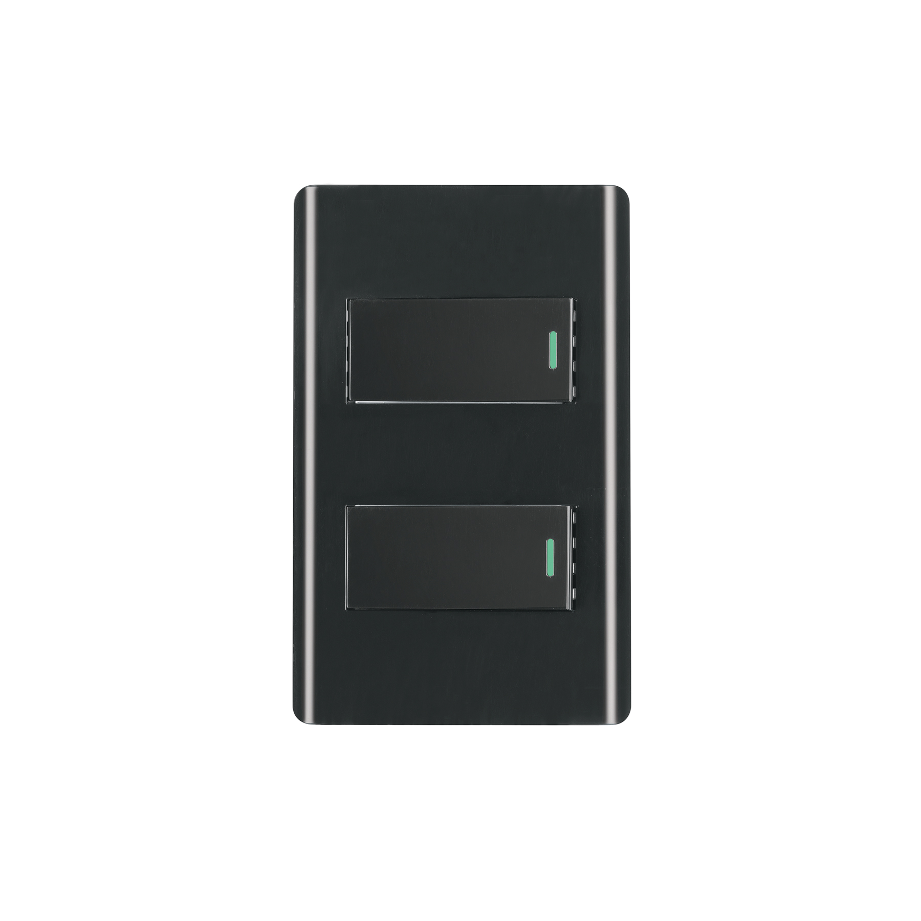 Placa armada negra con 2 interruptores 1 módulo, Lisboa