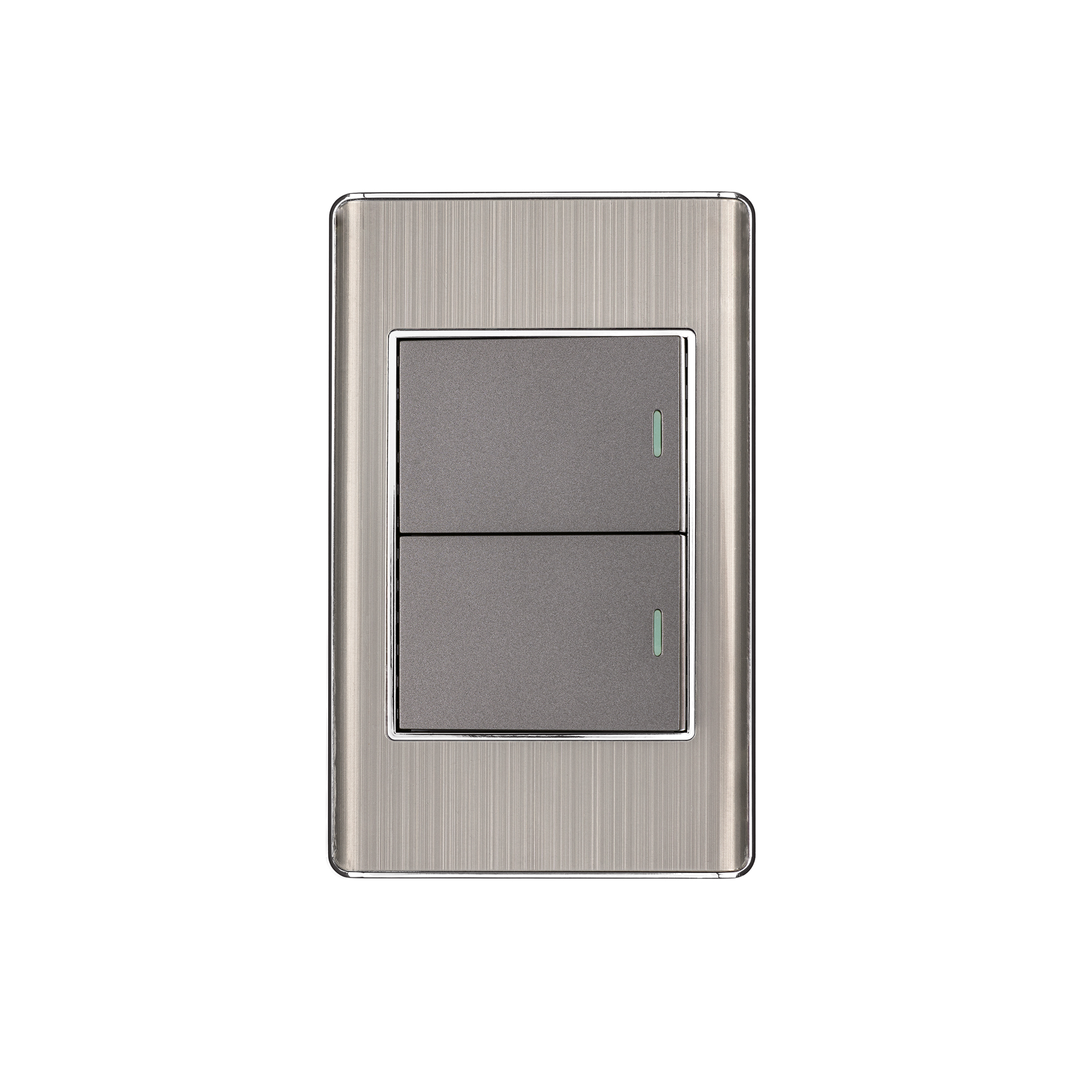 Placa armada acero 1 interruptor y 1 de 3vías 1.5mód,Lisboa