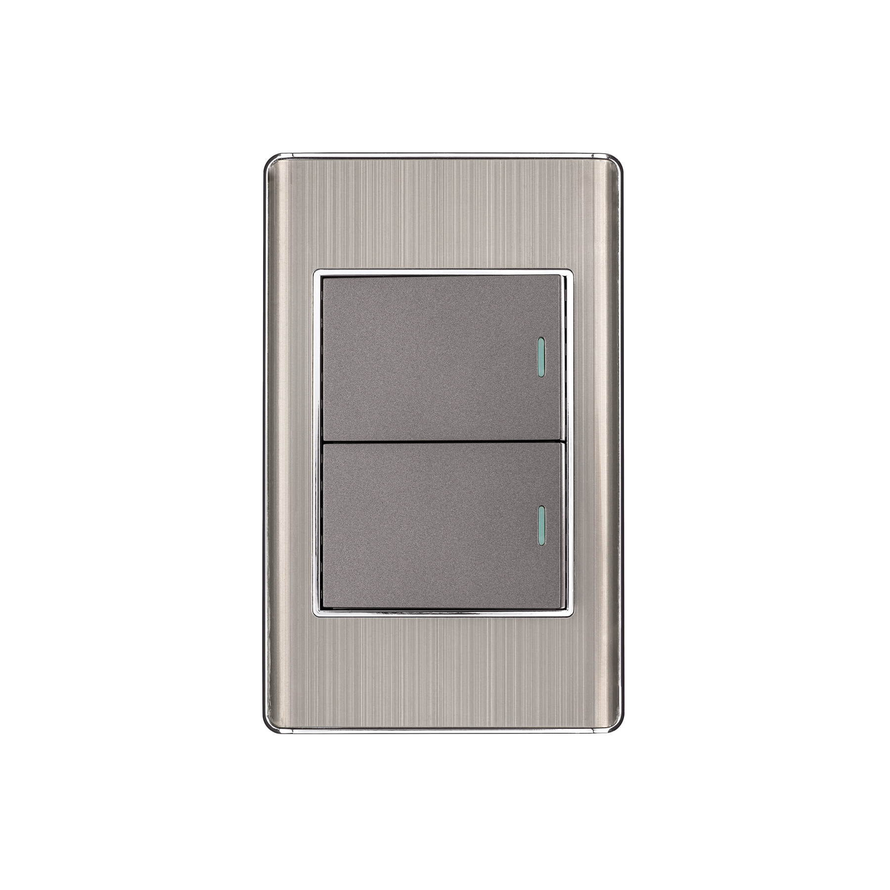 Placa armada acero inox 2 interruptores 1.5 módulos, Lisboa