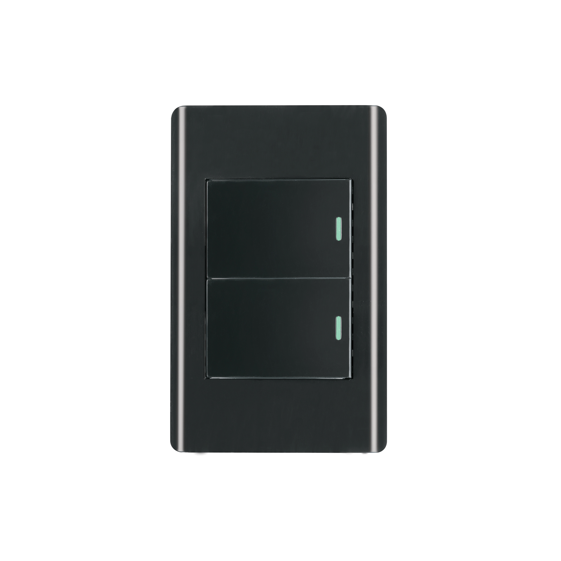 Placa armada negra 2 interruptores 1.5 módulos, Lisboa