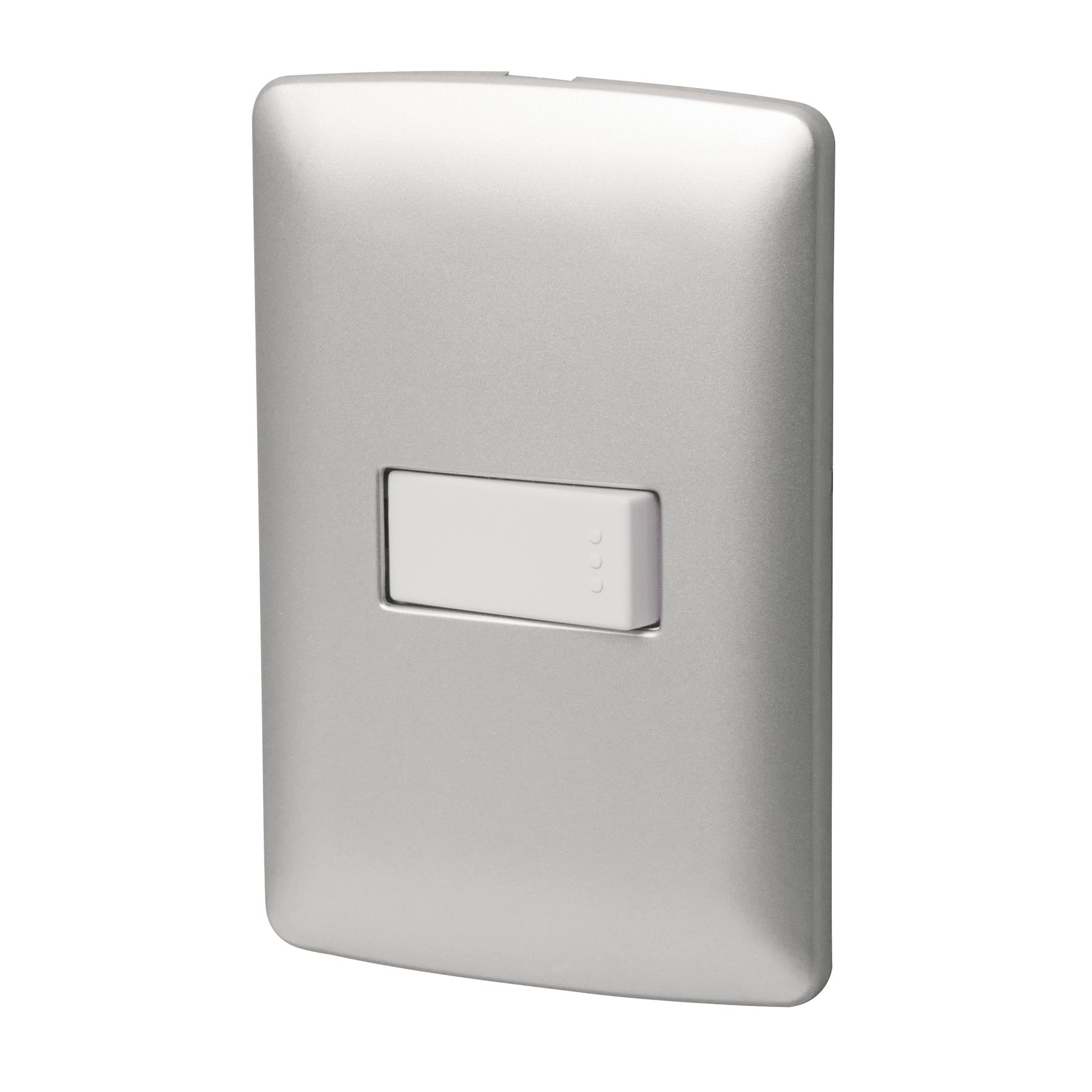 Placa armada 1 interruptor sencillo plata, línea Italiana