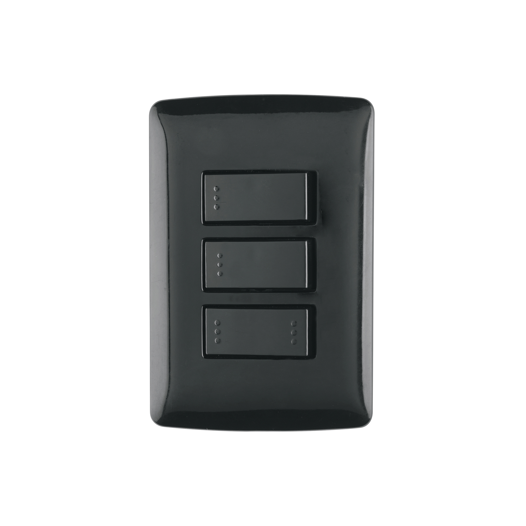 Placa armada 2 interruptores 1 escalera negro,línea Italiana