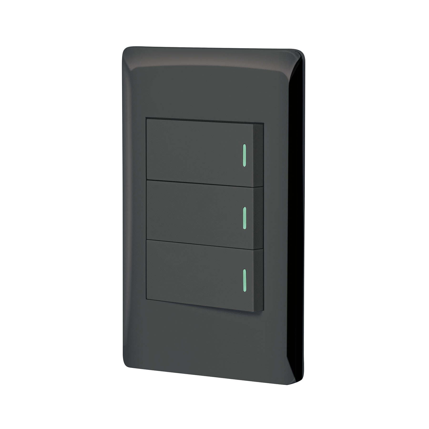 Placa armada negra 2 interruptores 1 de 3 vías 1 mód,Lisboa