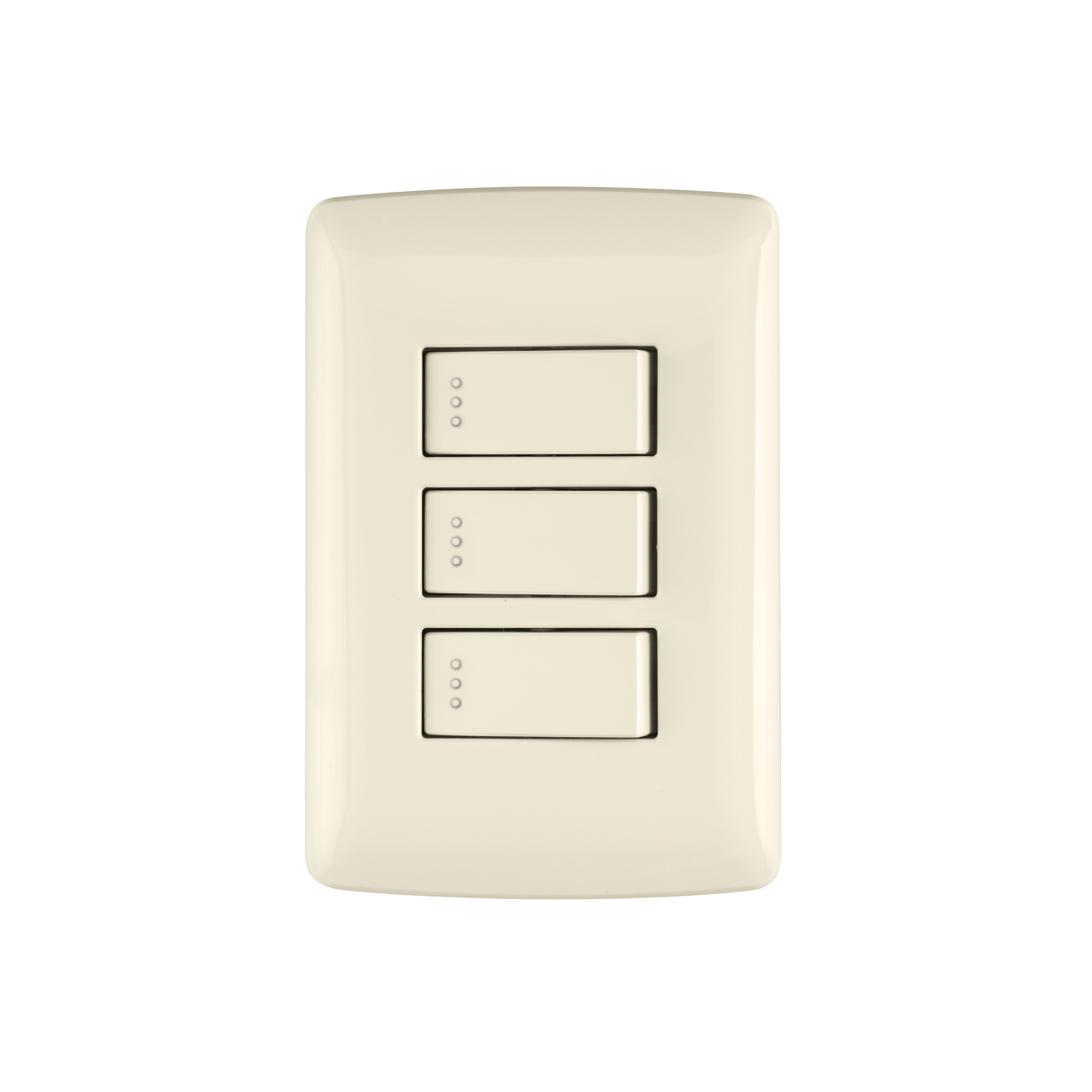 Placa armada 3 interruptores sencillos,marfil,línea Italiana