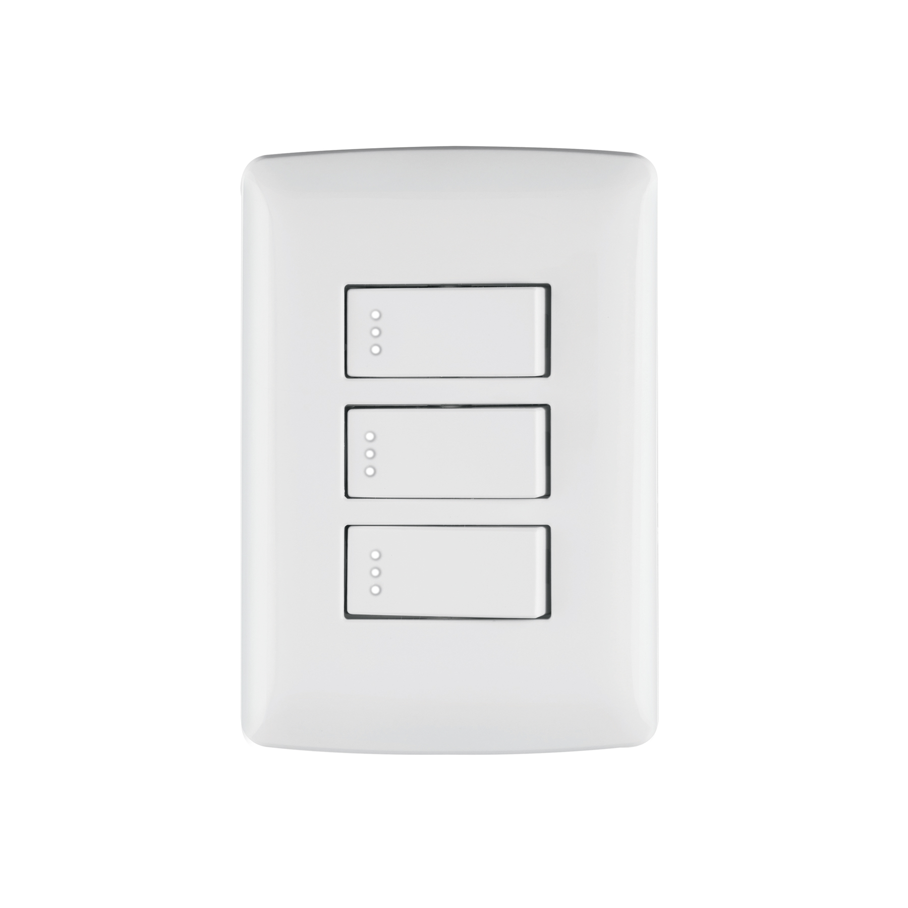 Placa armada 3 interruptores sencillos,blanco,línea Italiana