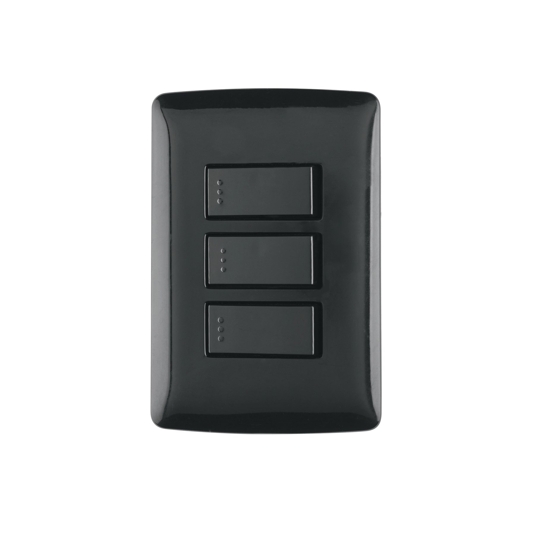 Placa armada 3 interruptores sencillos,negro, línea Italiana