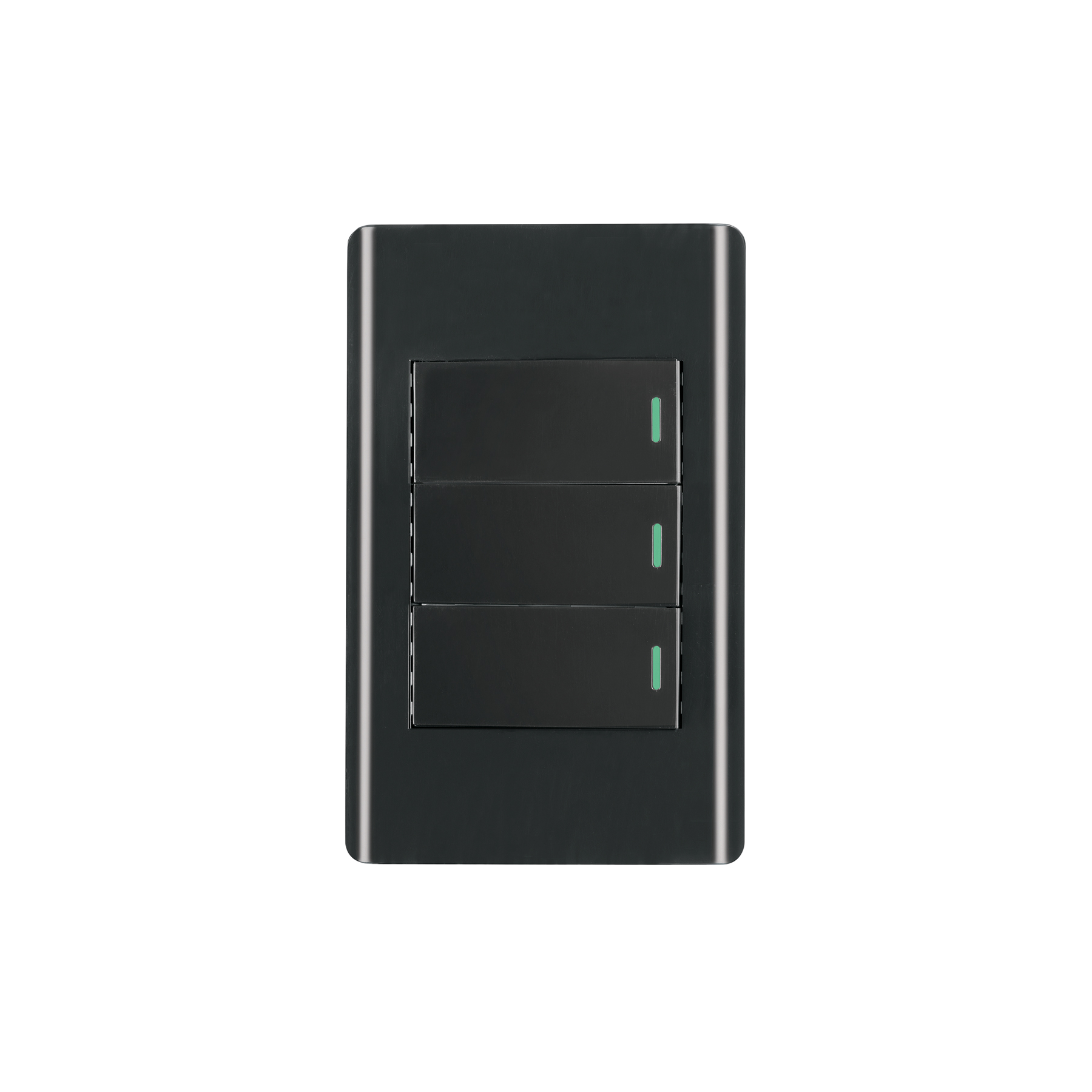 Placa armada negra 3 interruptores 1 módulo, Lisboa, Volteck