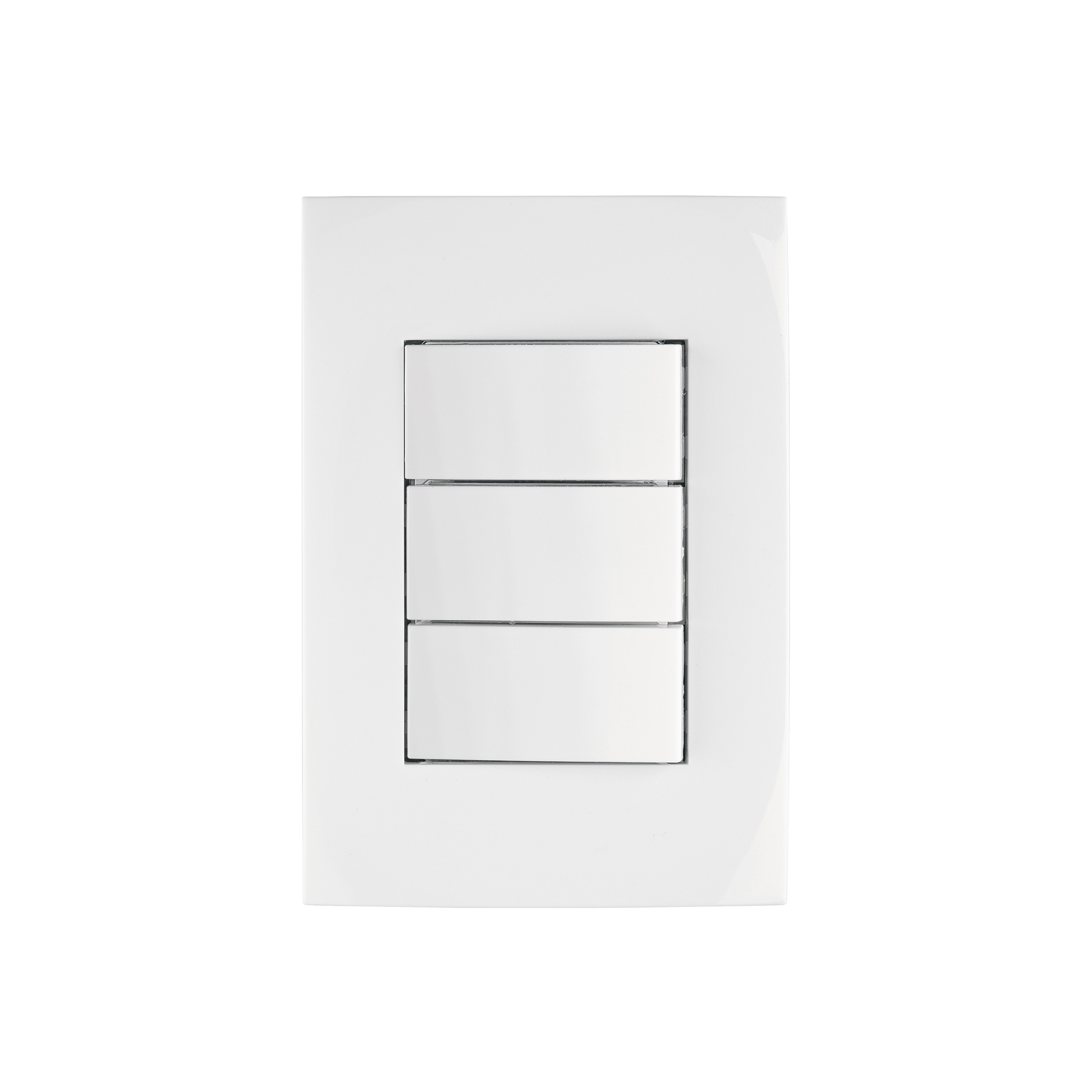 Placa armada 3 interruptores sencillos, línea Oslo, blanco