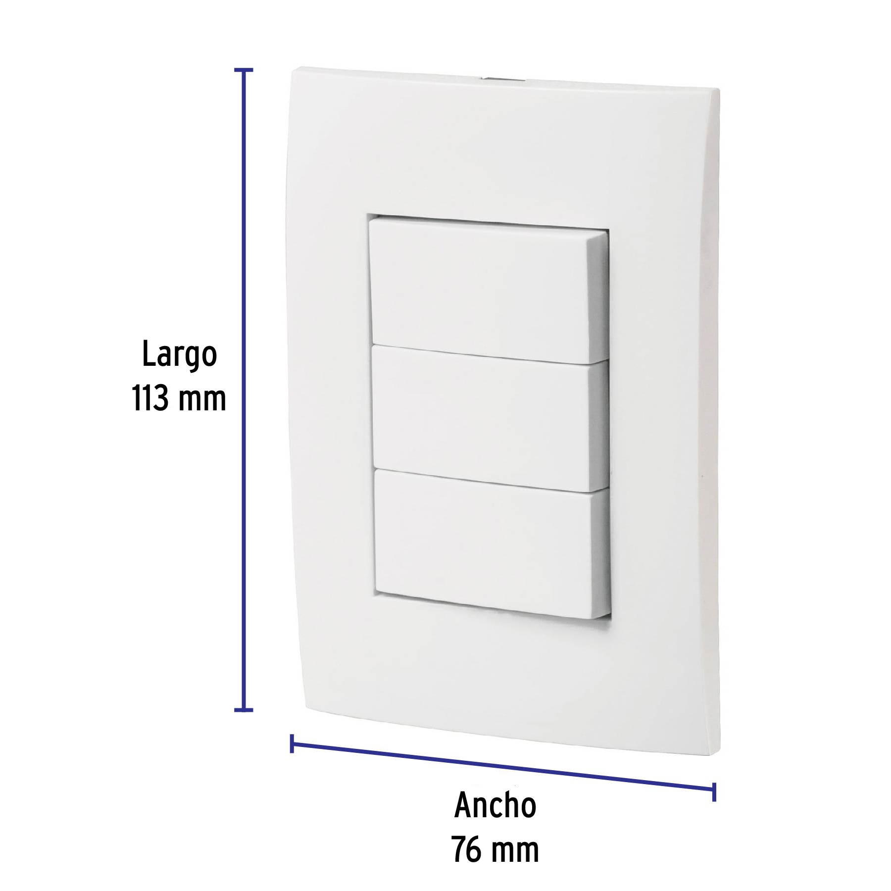 Placa armada 3 interruptores sencillos, línea Oslo, blanco - Imagen 2