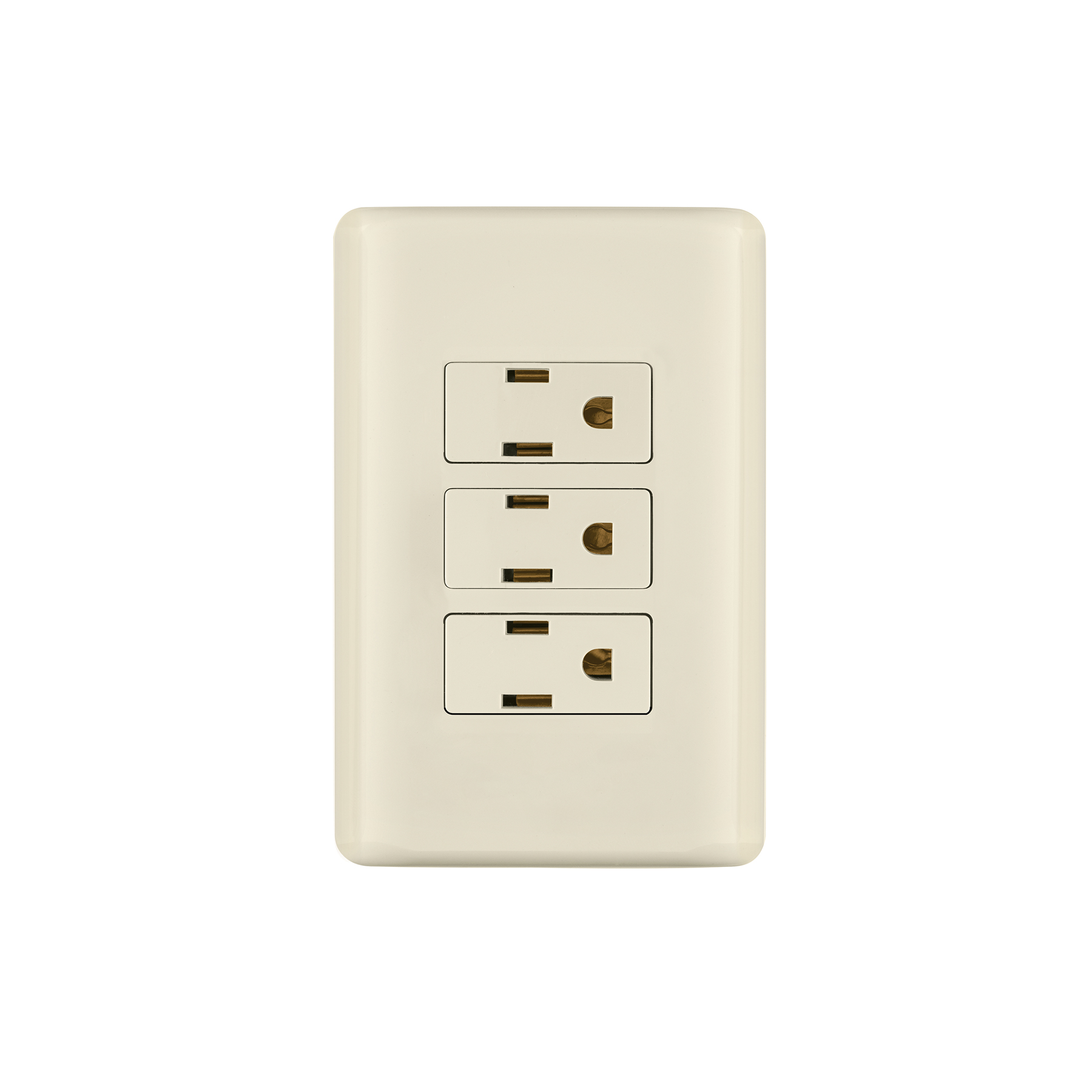 Placa armada 3 contactos aterrizados, marfil, Volteck