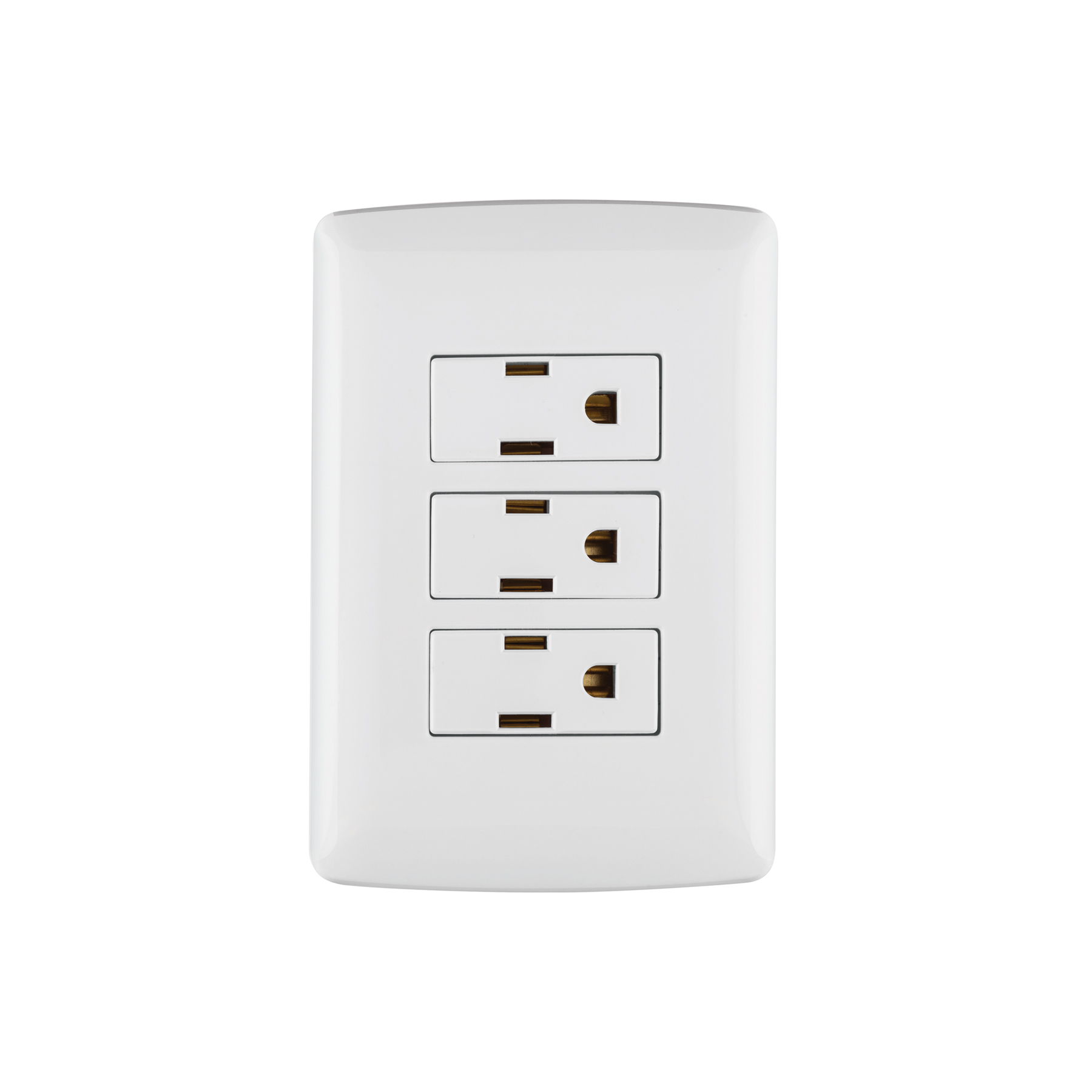 Placa armada 3 contactos aterrizados, blanco, línea Italiana